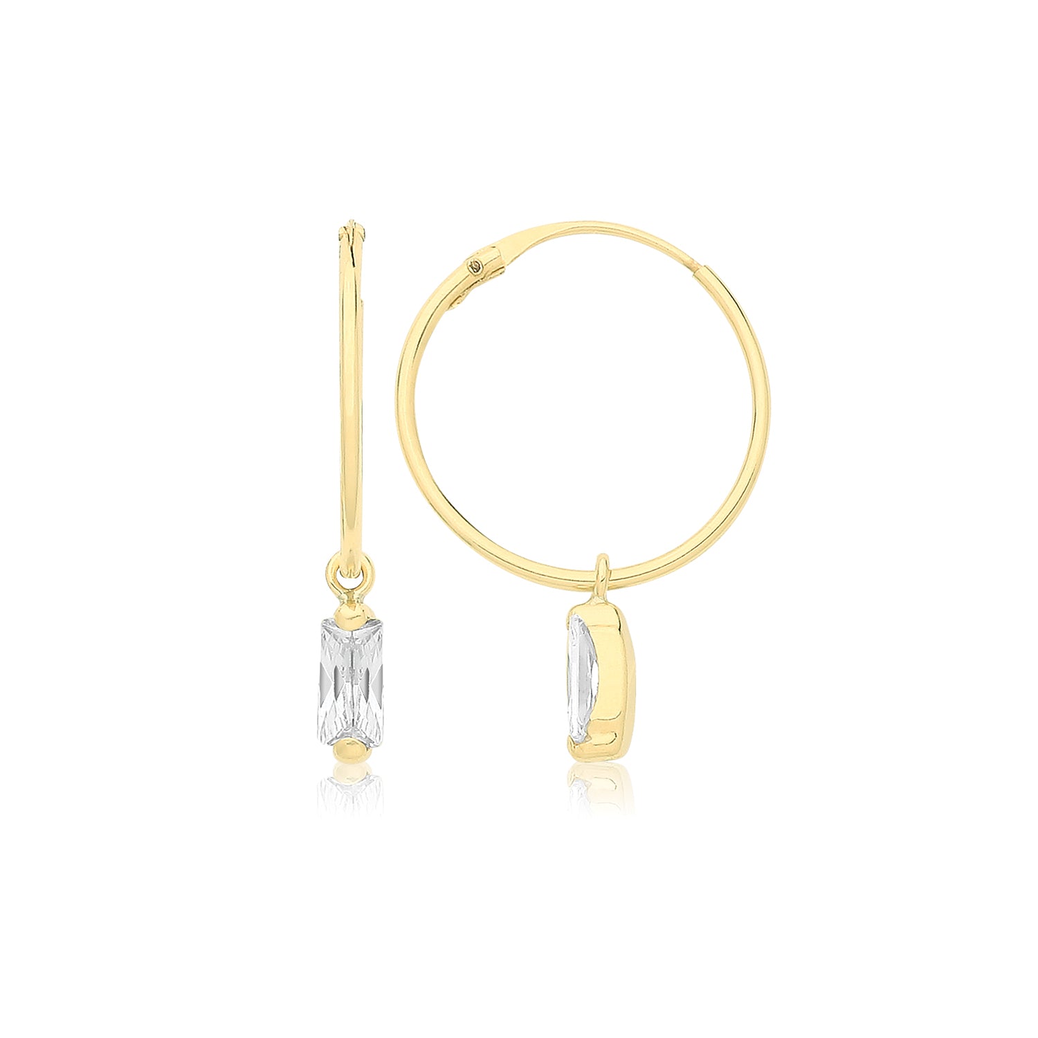 9CT YEL GOLD SLEEPERS WITH HANGING CZ