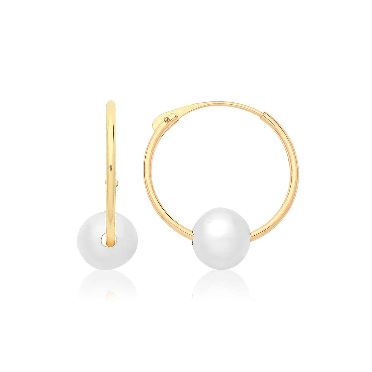 9CT YEL GOLD SLEEPERS WITH FRESHWATER PEARL