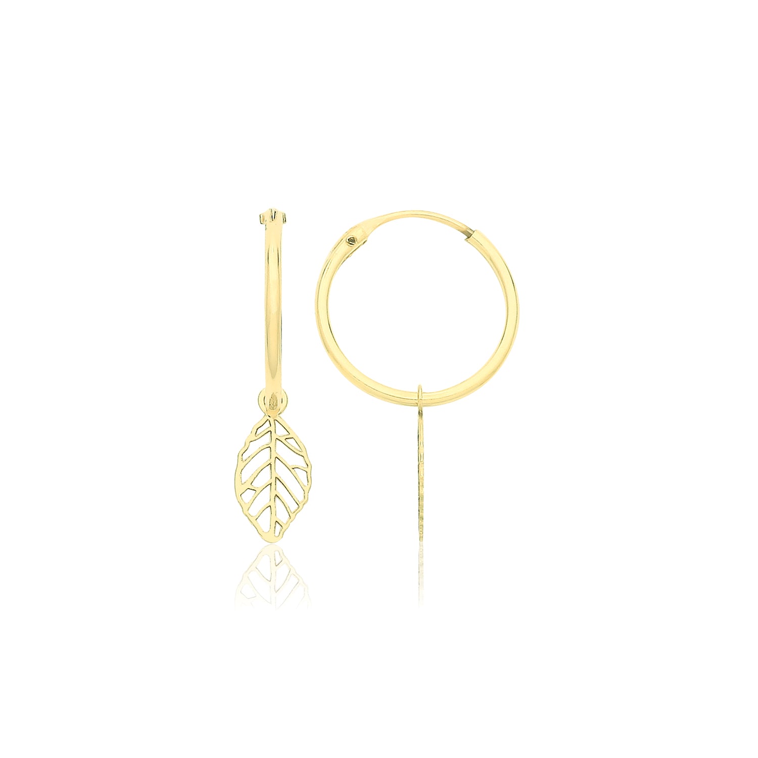 9CT YEL GOLD SLEEPERS WITH HANGING FEATHER CHARM