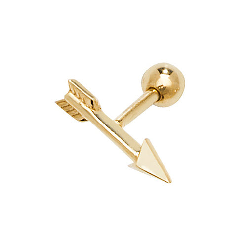 9CT YEL GOLD ARROW CARTILAGE 6MM POST STUD