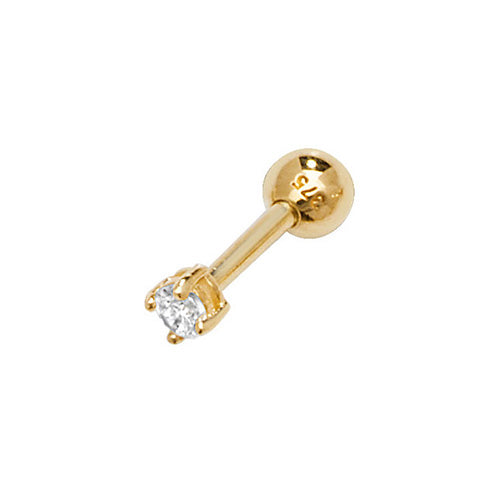 9CT YEL GOLD CZ CARTILAGE 6MM POST STUD