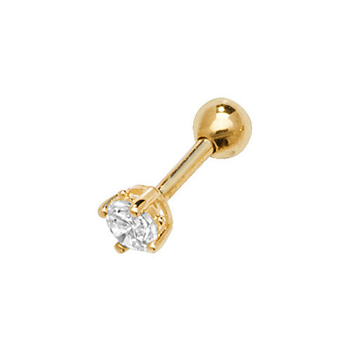 9CT YEL GOLD CZ CARTILAGE 6MM POST STUD