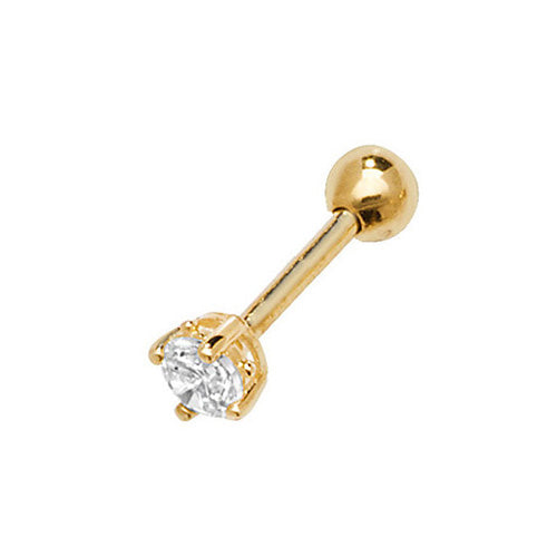 9CT YEL GOLD CZ CARTILAGE 8.5MM POST STUD