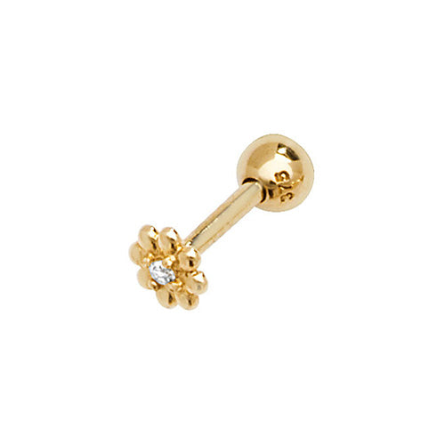 9CT YEL GOLD CZ DAISY CARTILAGE 6MM POST STUD