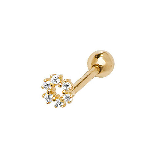 9CT YEL GOLD CZ OPEN CIRCLE CARTILAGE 8.5MM POST STUD