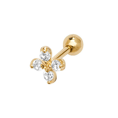 9CT YEL GOLD CZ FLOWER CARTILAGE 6MM POST STUD