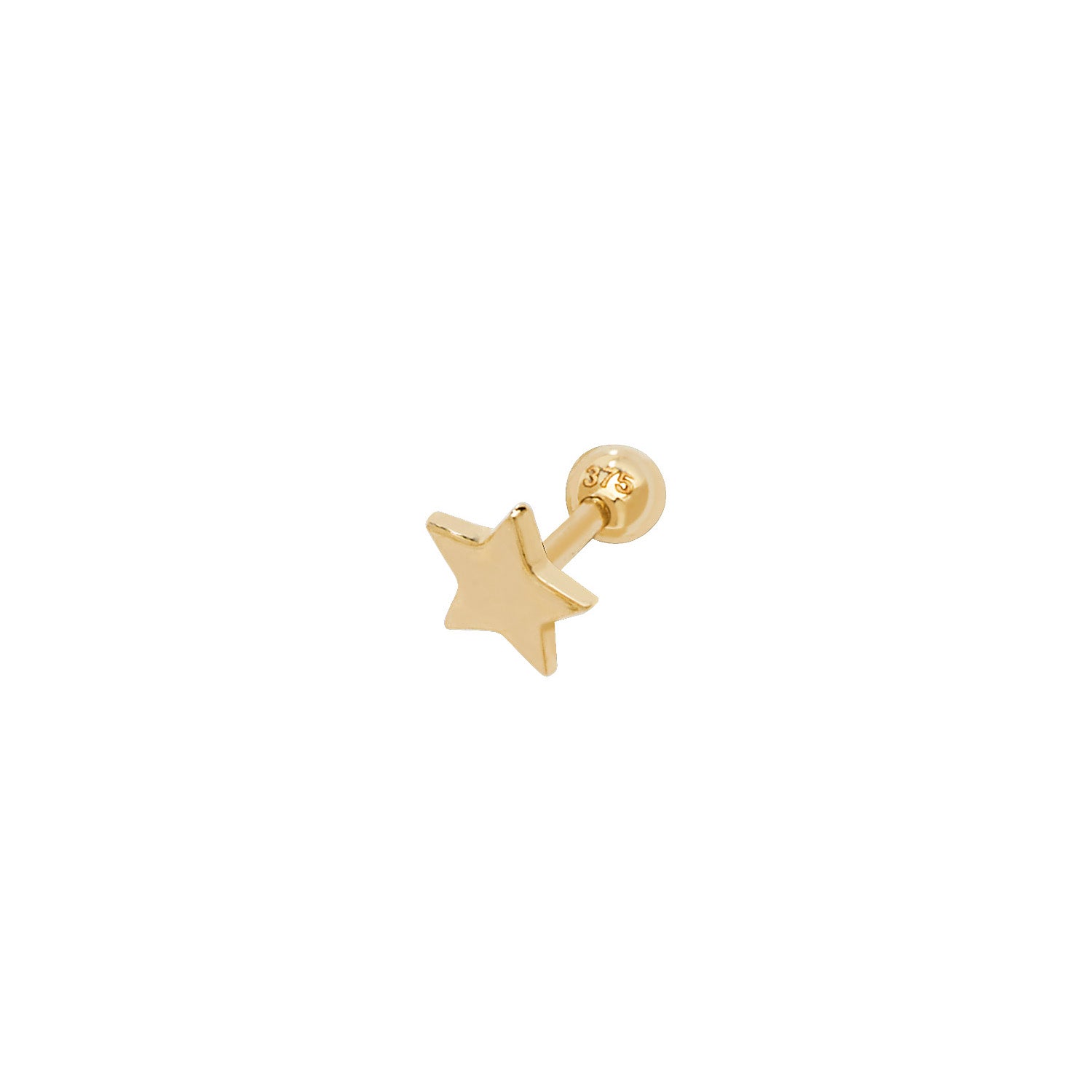 9CT YEL GOLD STAR CARTILAGE 6MM POST STUD