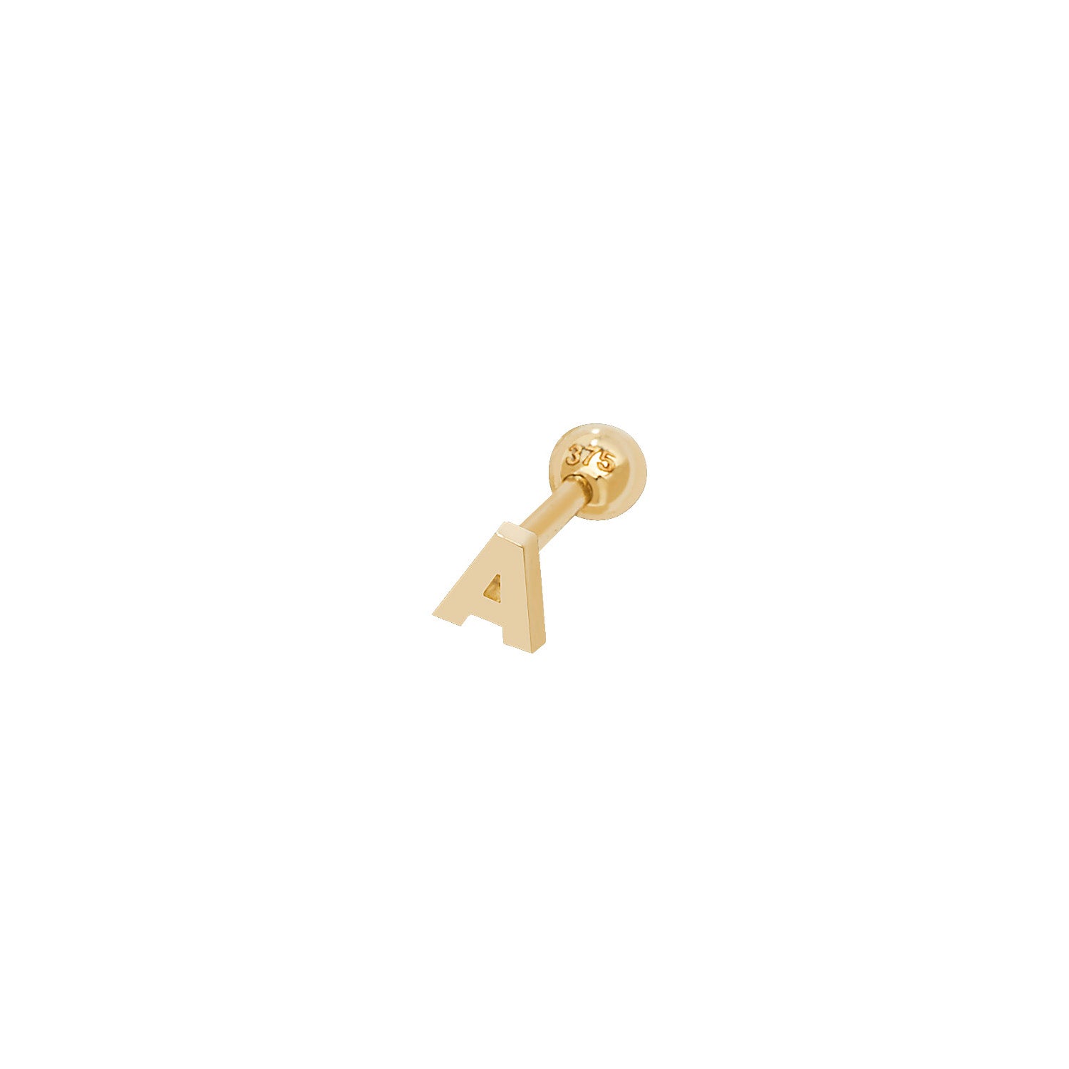 9CT YEL GOLD INITIAL CARTILAGE 6MM POST STUD