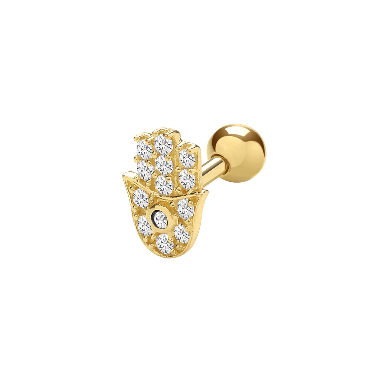 9CT YEL GOLD CZ HAMSA CARTILAGE 6MM POST STUD