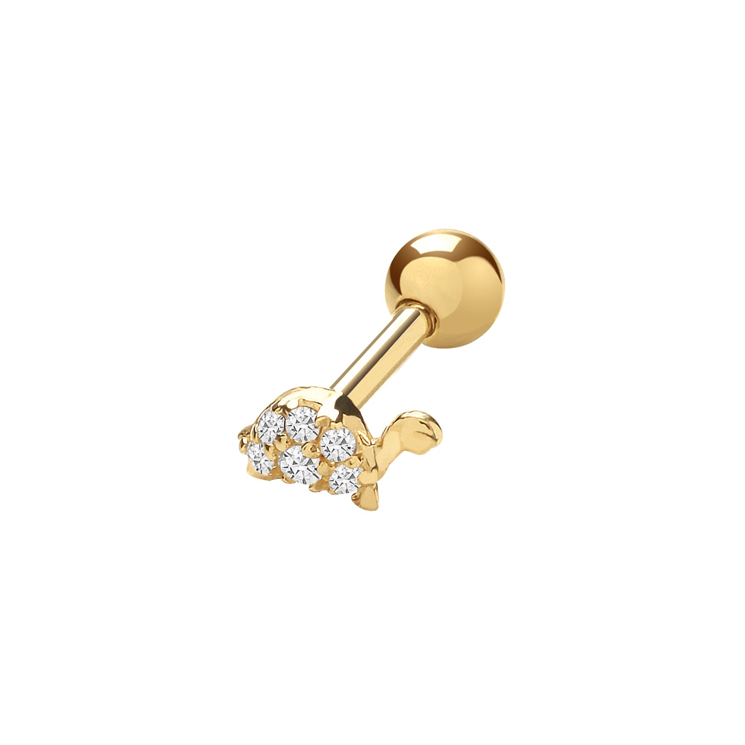 9CT YEL GOLD CZ TURTLE CARTILAGE 6MM POST STUD