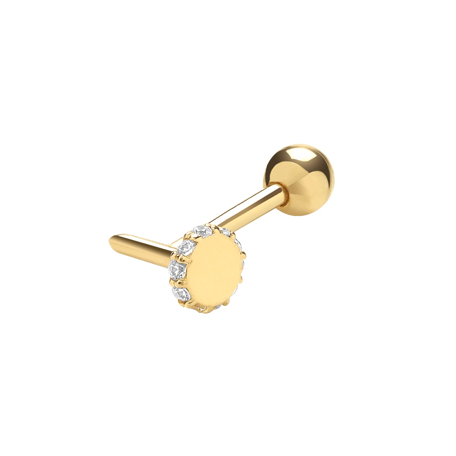 9CT YEL GOLD CZ SET DRAWING PIN CARTILAGE 6MM POST STUD