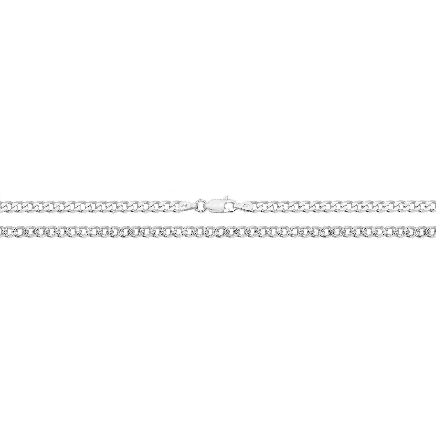 SILVER CURB PAVE CHAIN