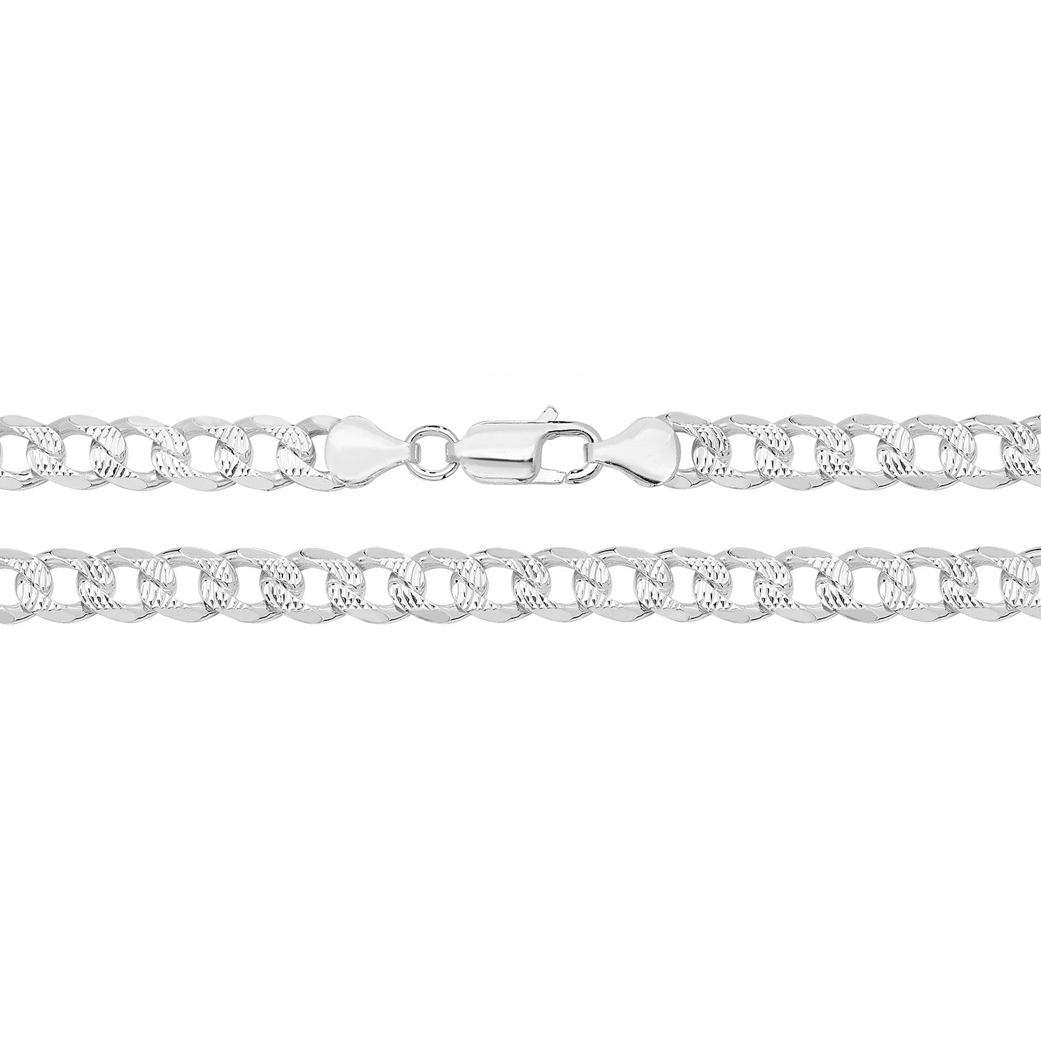 SILVER CURB PAVE CHAIN