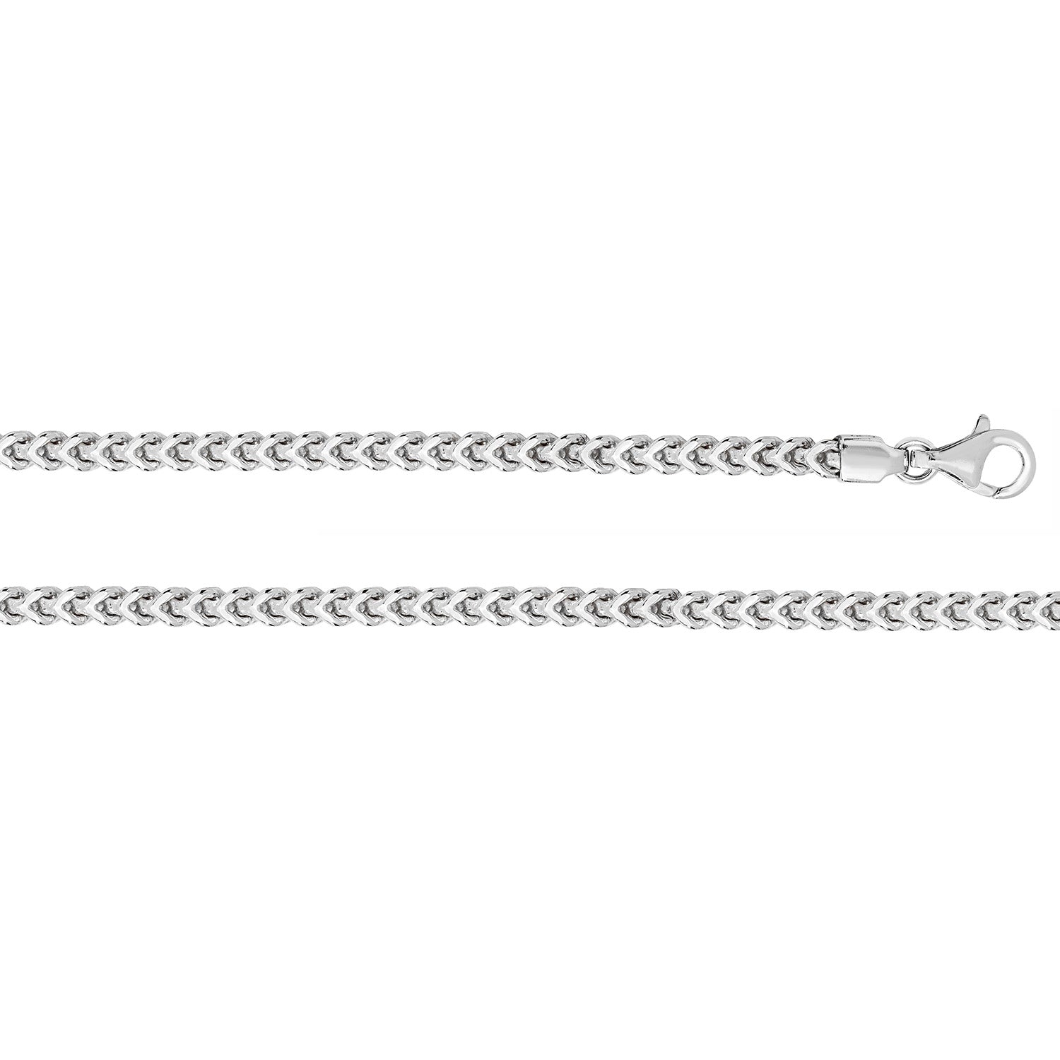 SILVER RHODIUM PLATED SQUARE FRANCO CHAIN