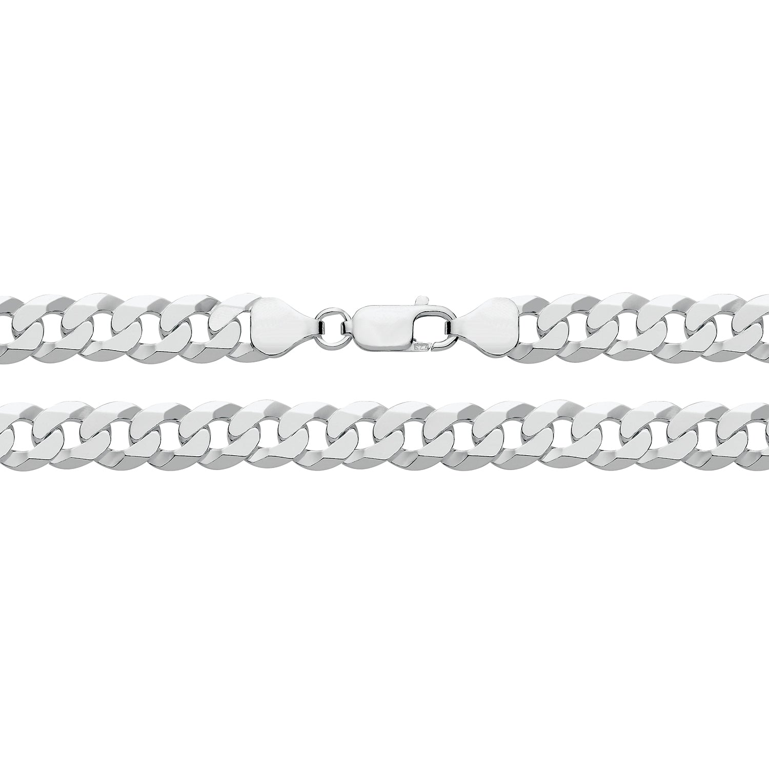 SILVER FLAT BEVELLED CURB CHAIN