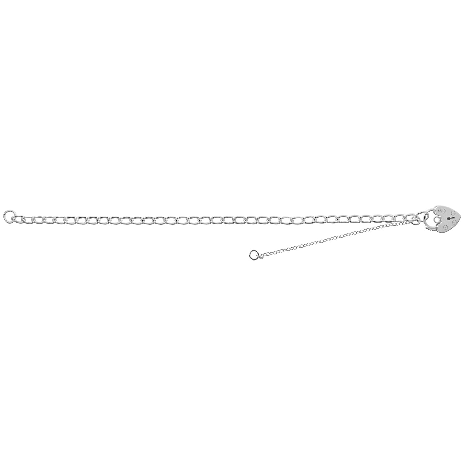 SILVER HEART PADLOCK CHARM BRACELET