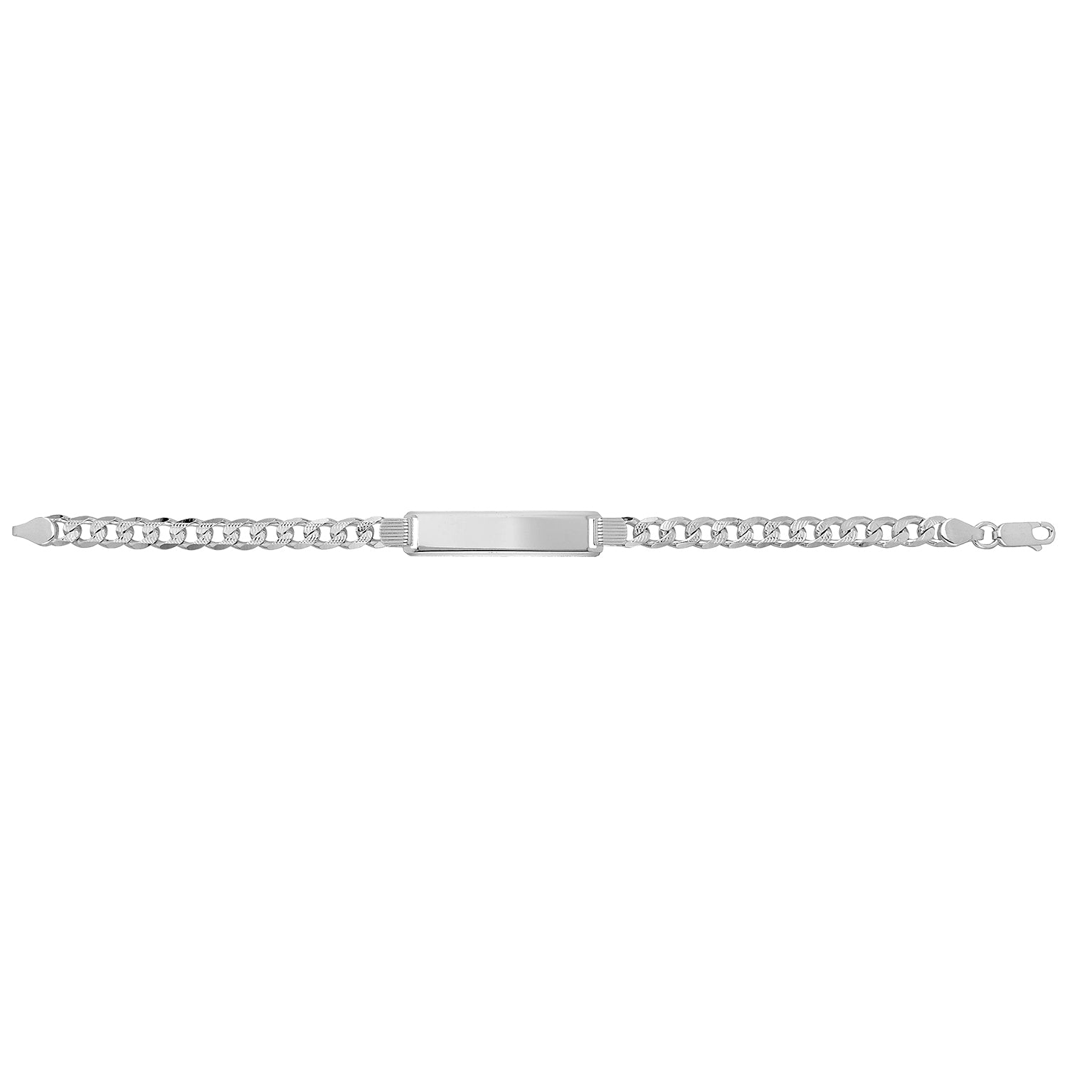 SILVER CURB PAVE ID BRACELET