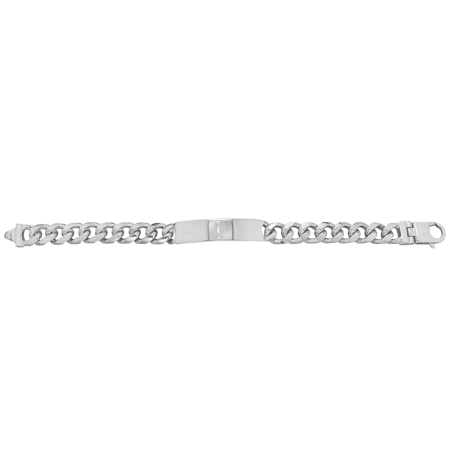 SILVER GENTS' CURB BOMBE ID BRACELET