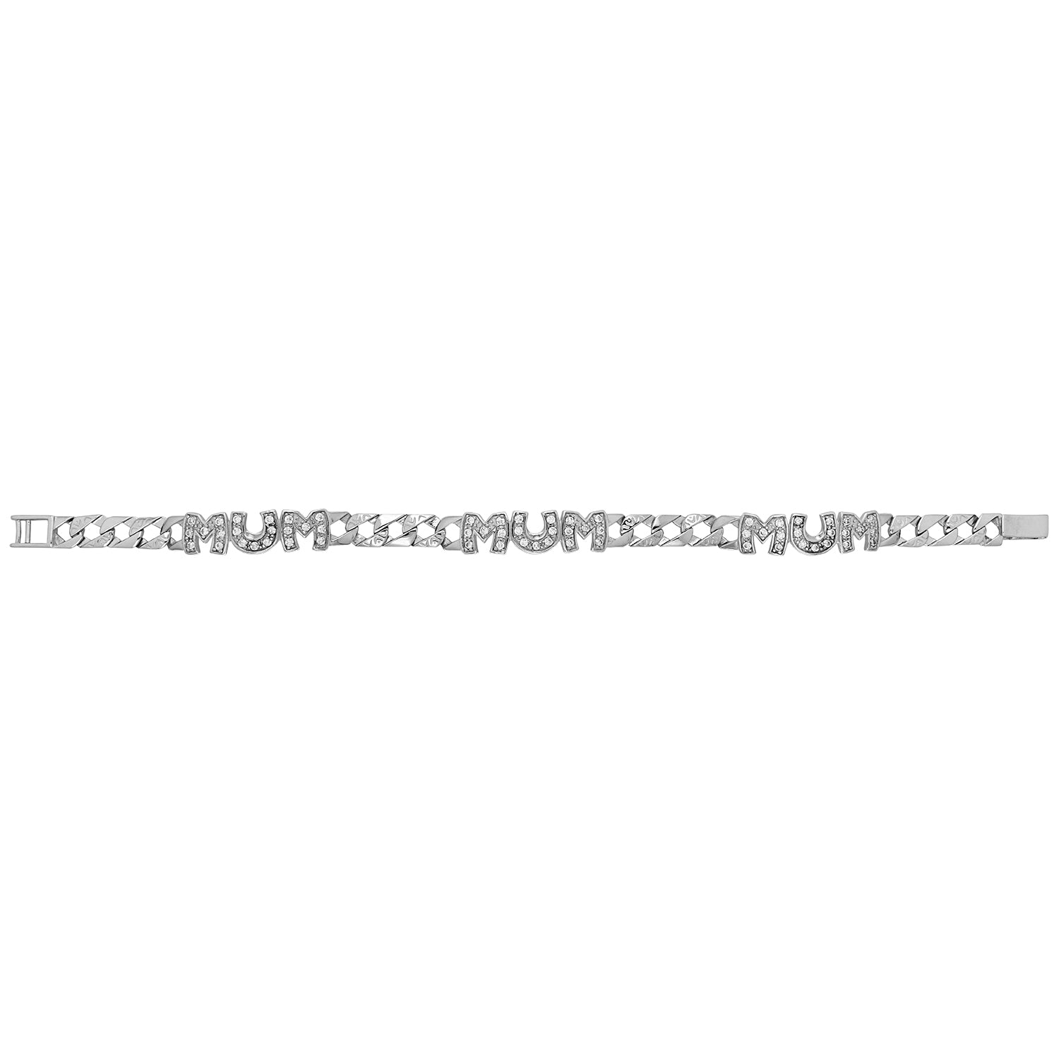 SILVER CZ TRIPLE MUM BRACLET