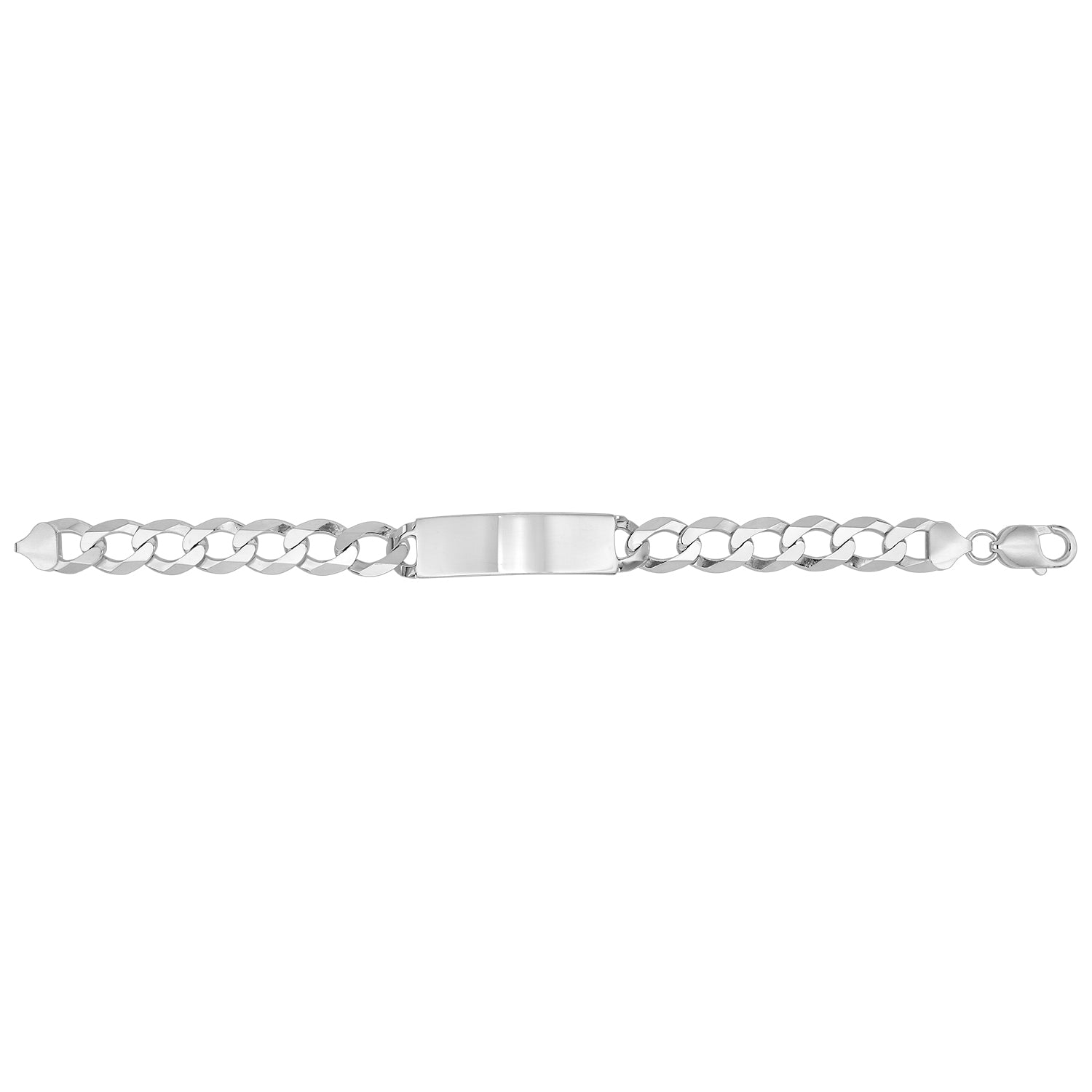 SILVER GENTS' FLAT OPEN CURB ID BRACELET