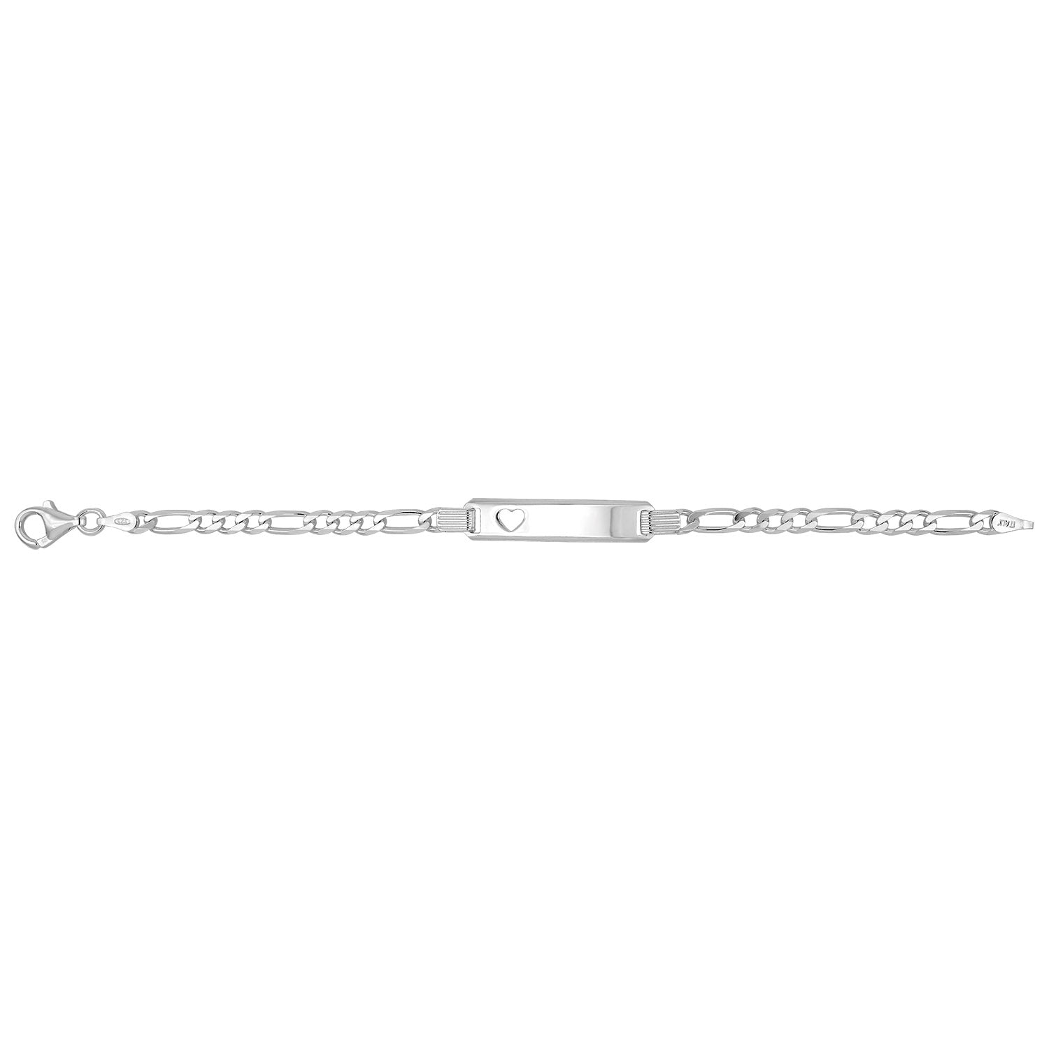 SILVER BABIES' FIGARO CUT OUT HEART ID BRACELET