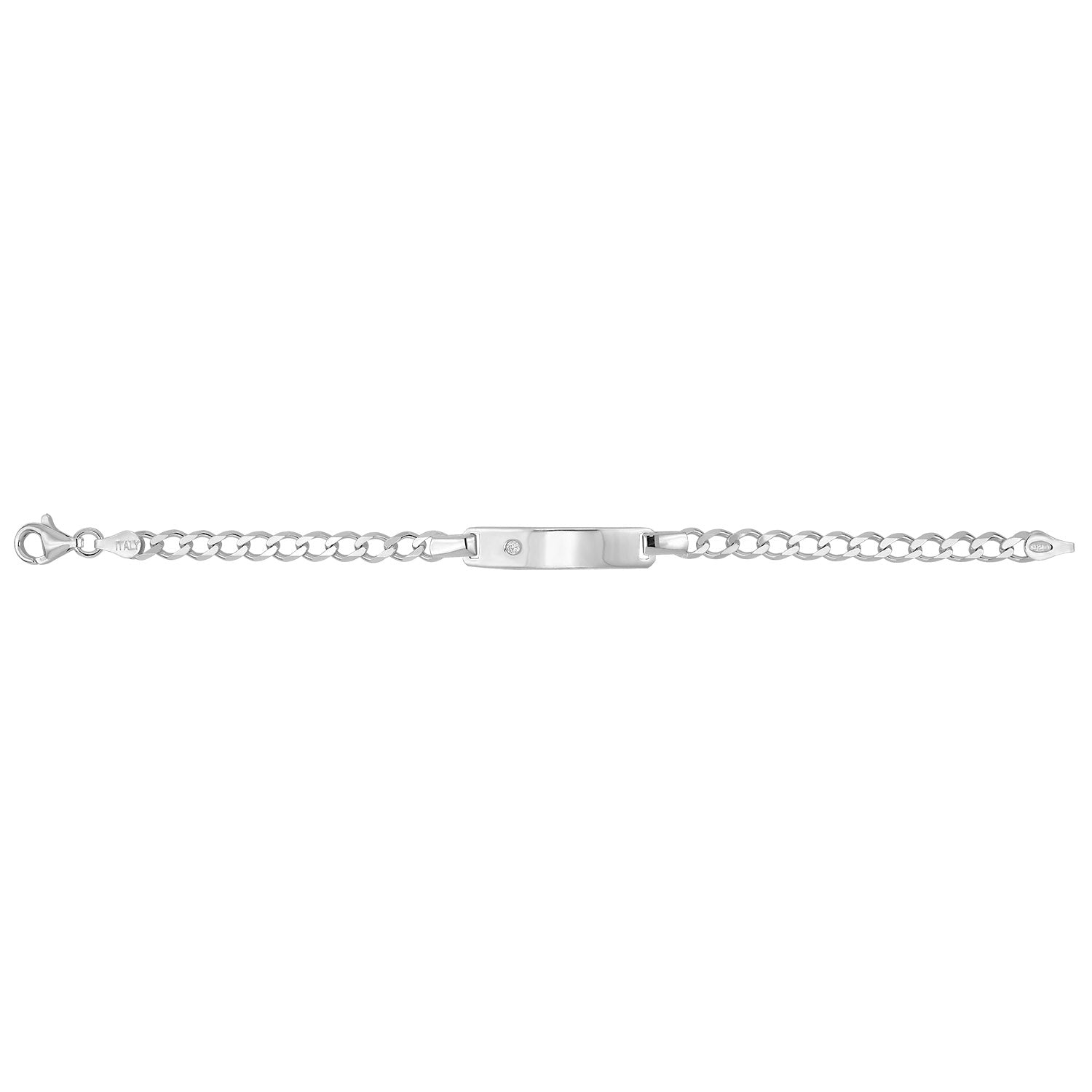 SILVER BABIES' CURB CZ SET ID BRACELET