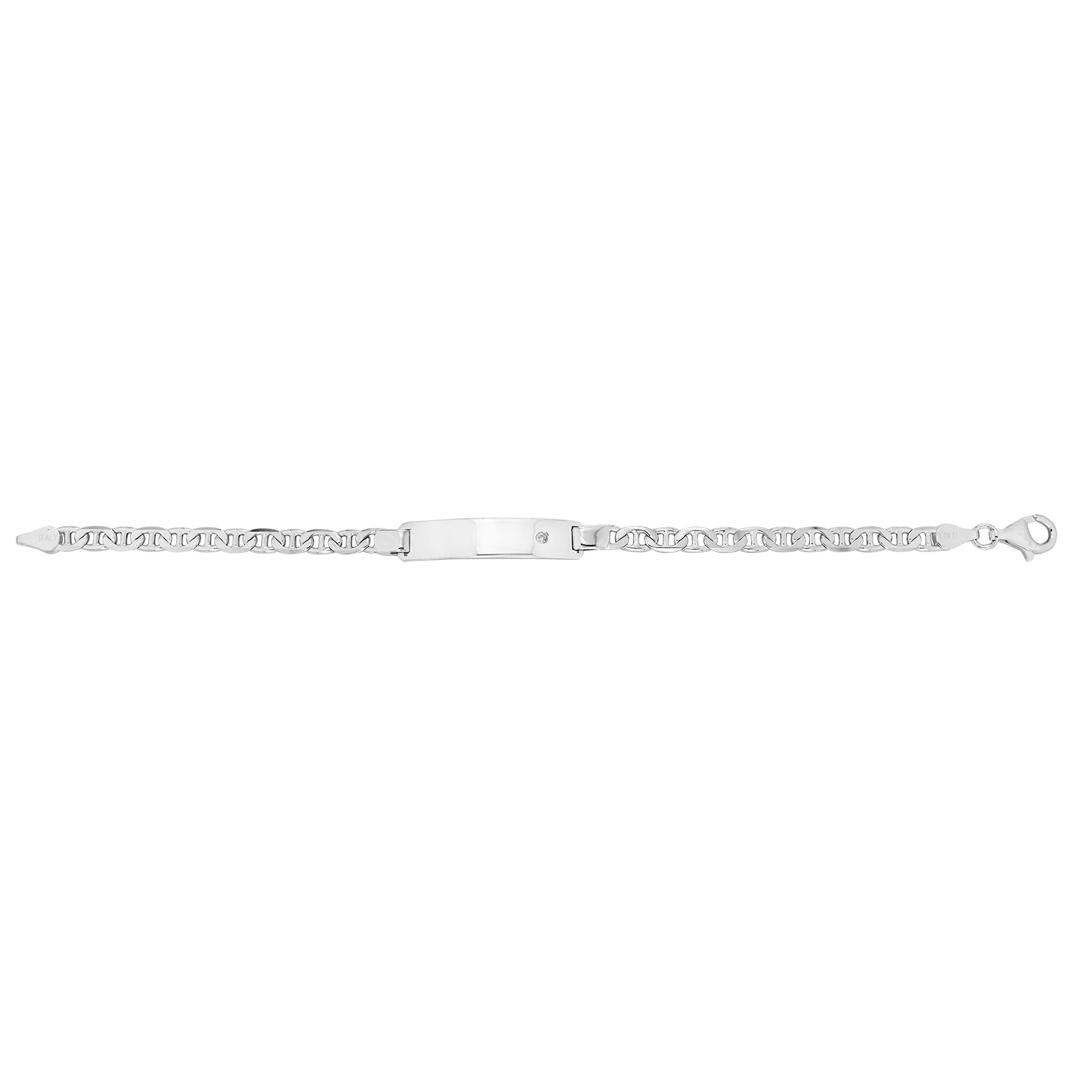 SILVER LADIES' ANCHOR CZ SET ID BRACELET