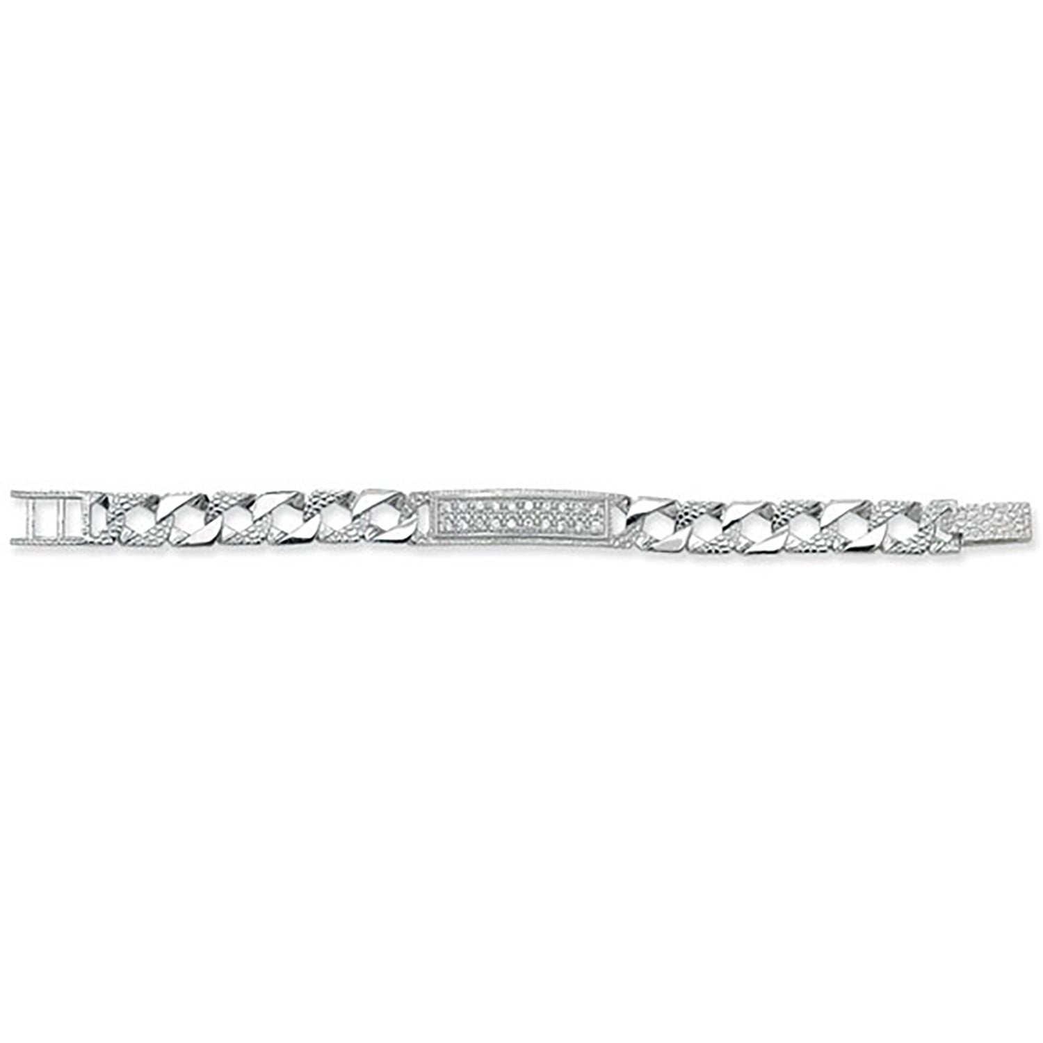 SILVER BABIES' CAST CZ ID BRACELET