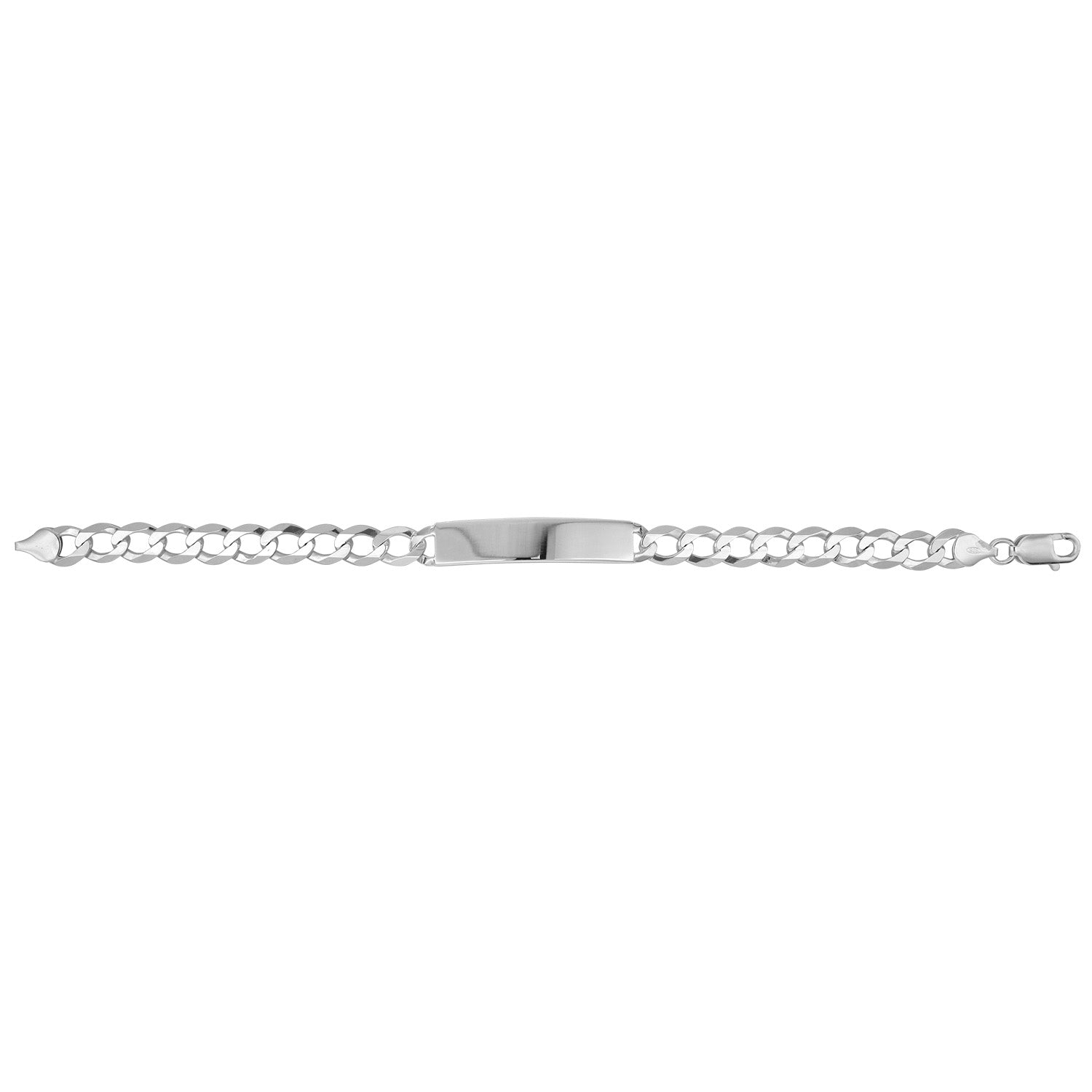 SILVER GENTS' FLAT OPEN CURB ID BRACELET