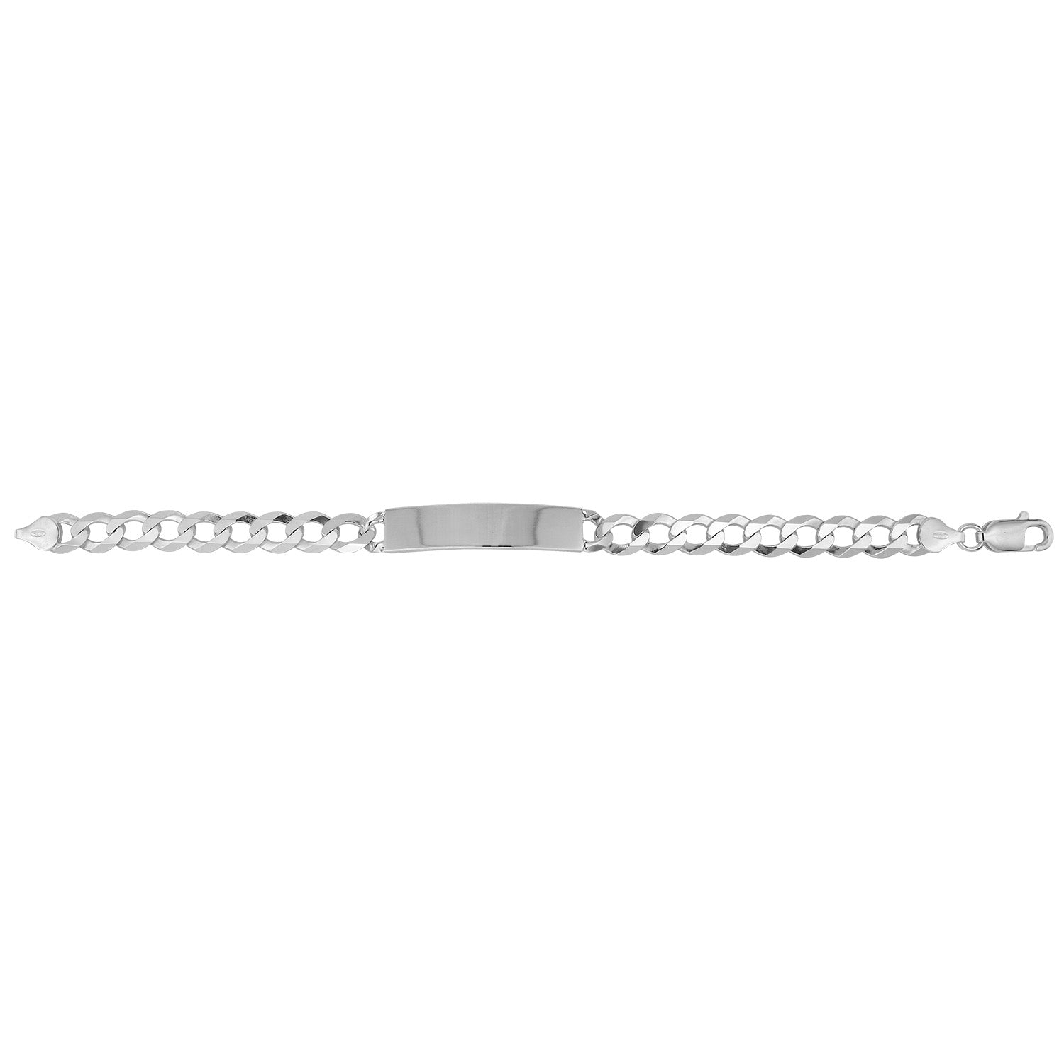 SILVER GENTS' FLAT OPEN CURB ID BRACELET