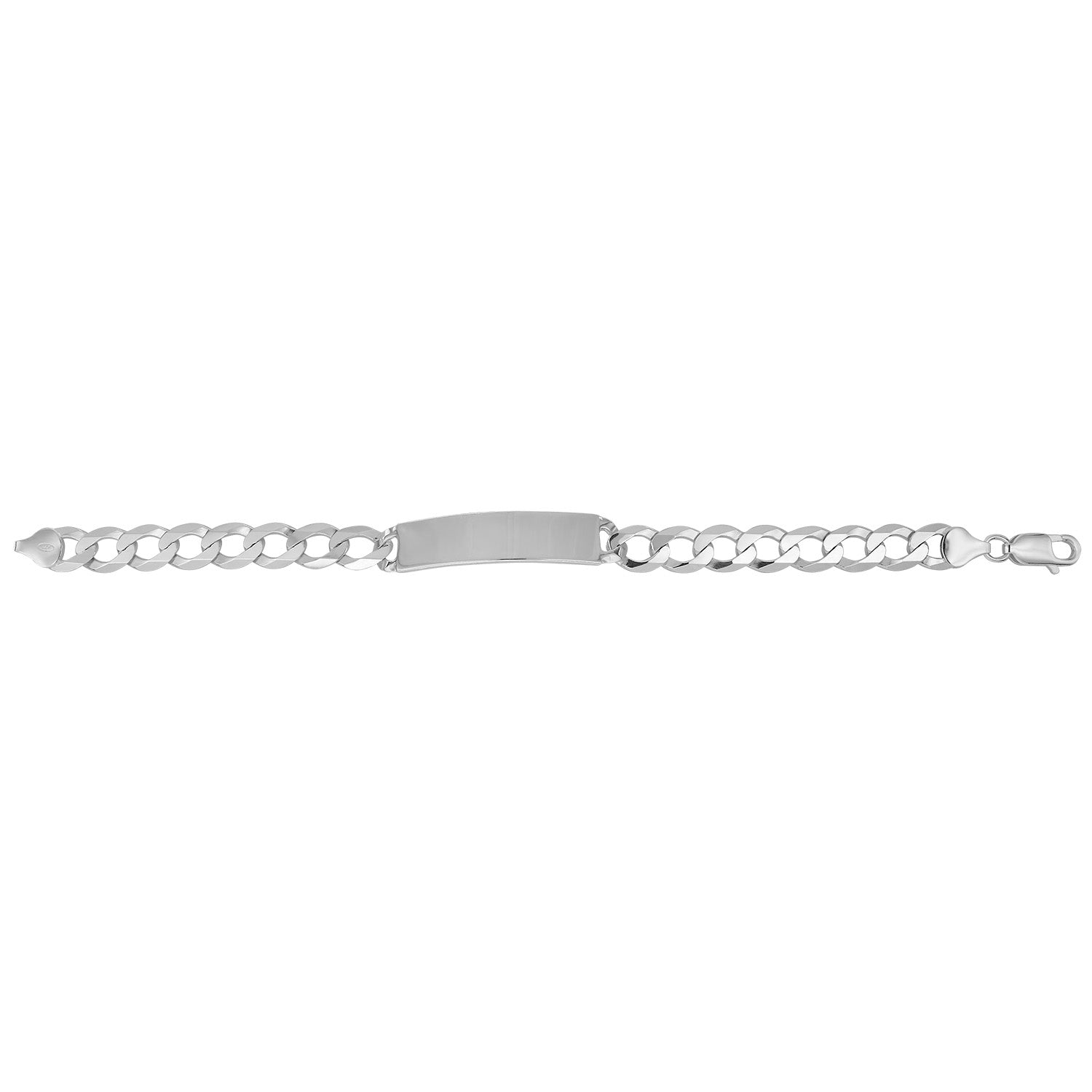 SILVER GENTS' FLAT OPEN CURB ID BRACELET