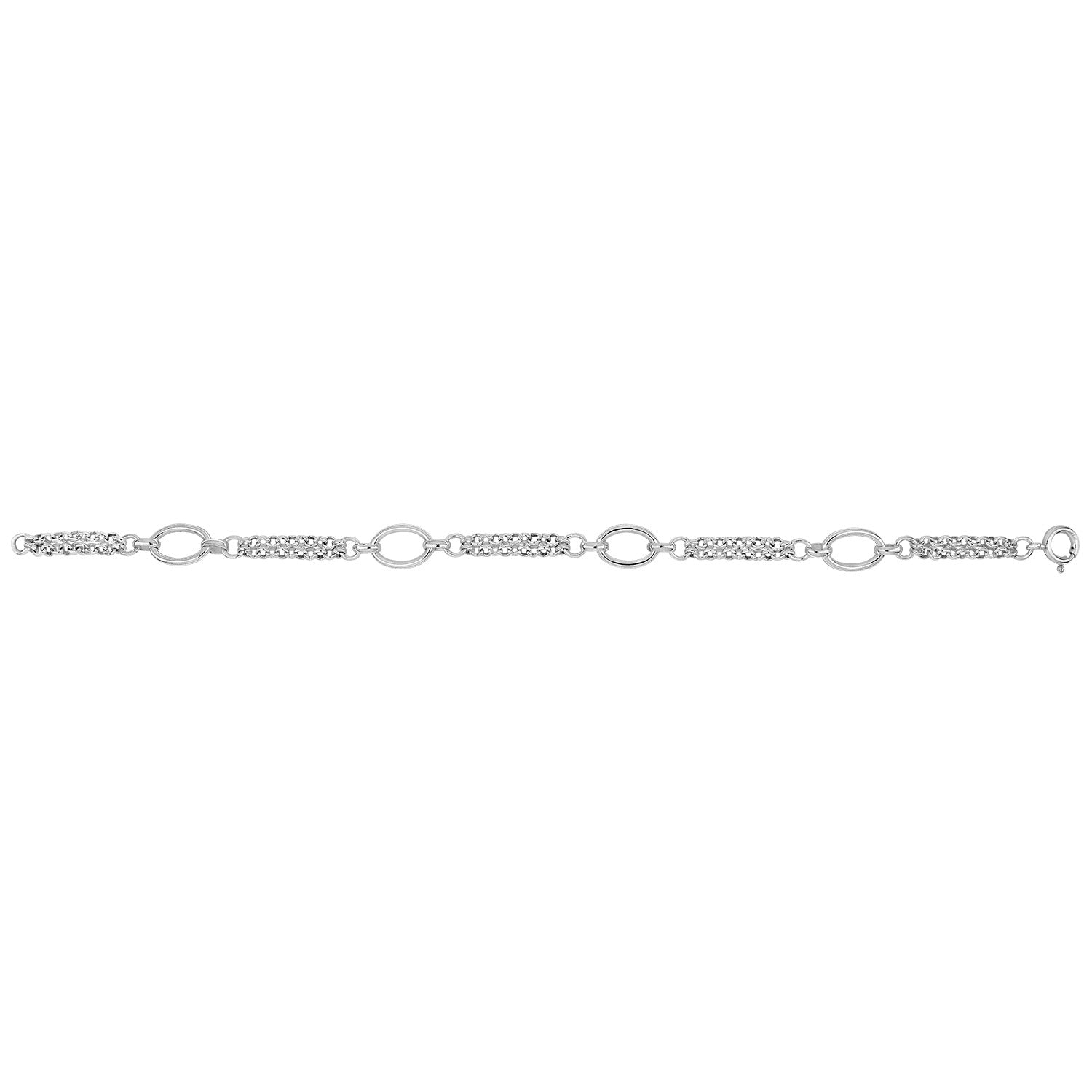 SILVER OVAL LINKED FANCY BRACELET