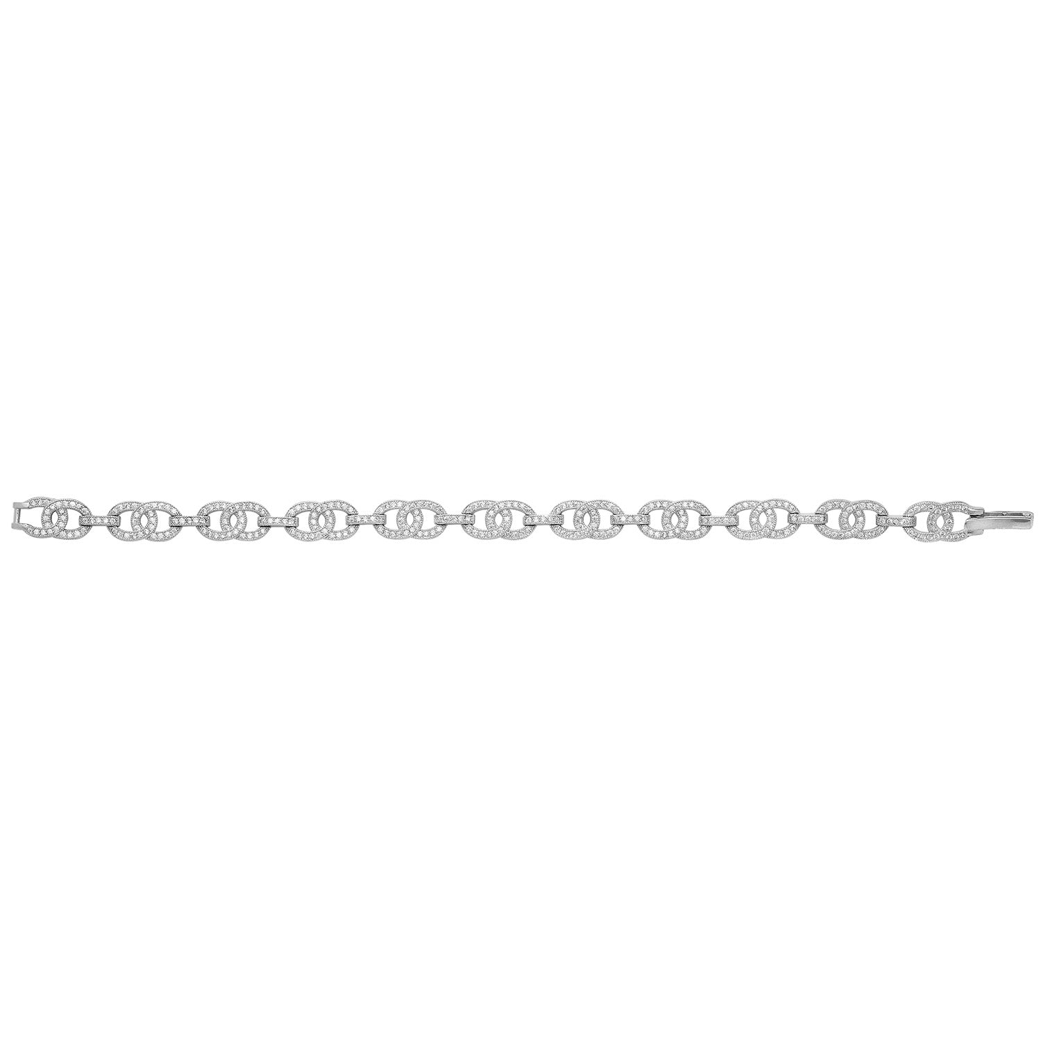 SILVER CZ ENTWINED LINK BRACELET