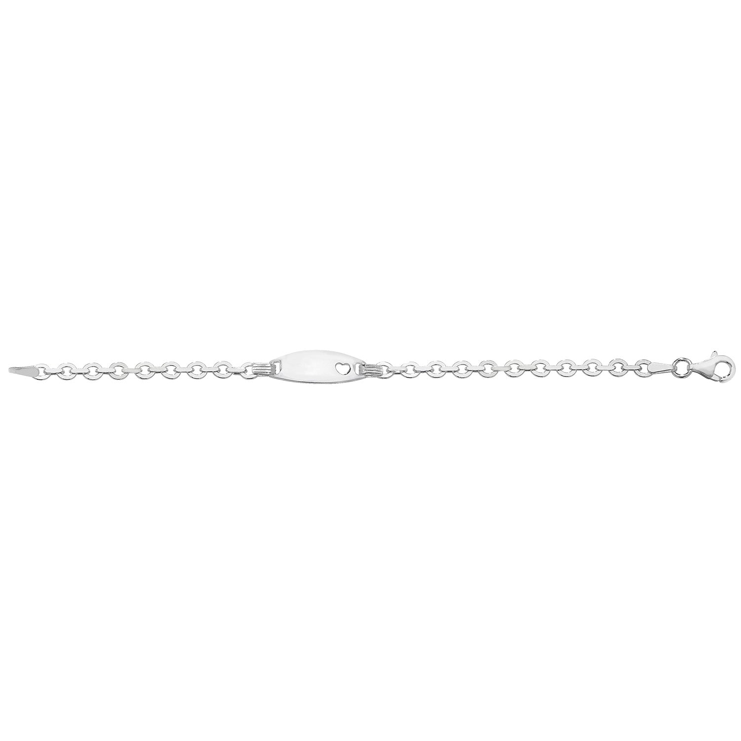 SILVER BABIES' TRACE CUT OUT HEART OVAL ID BRACELET