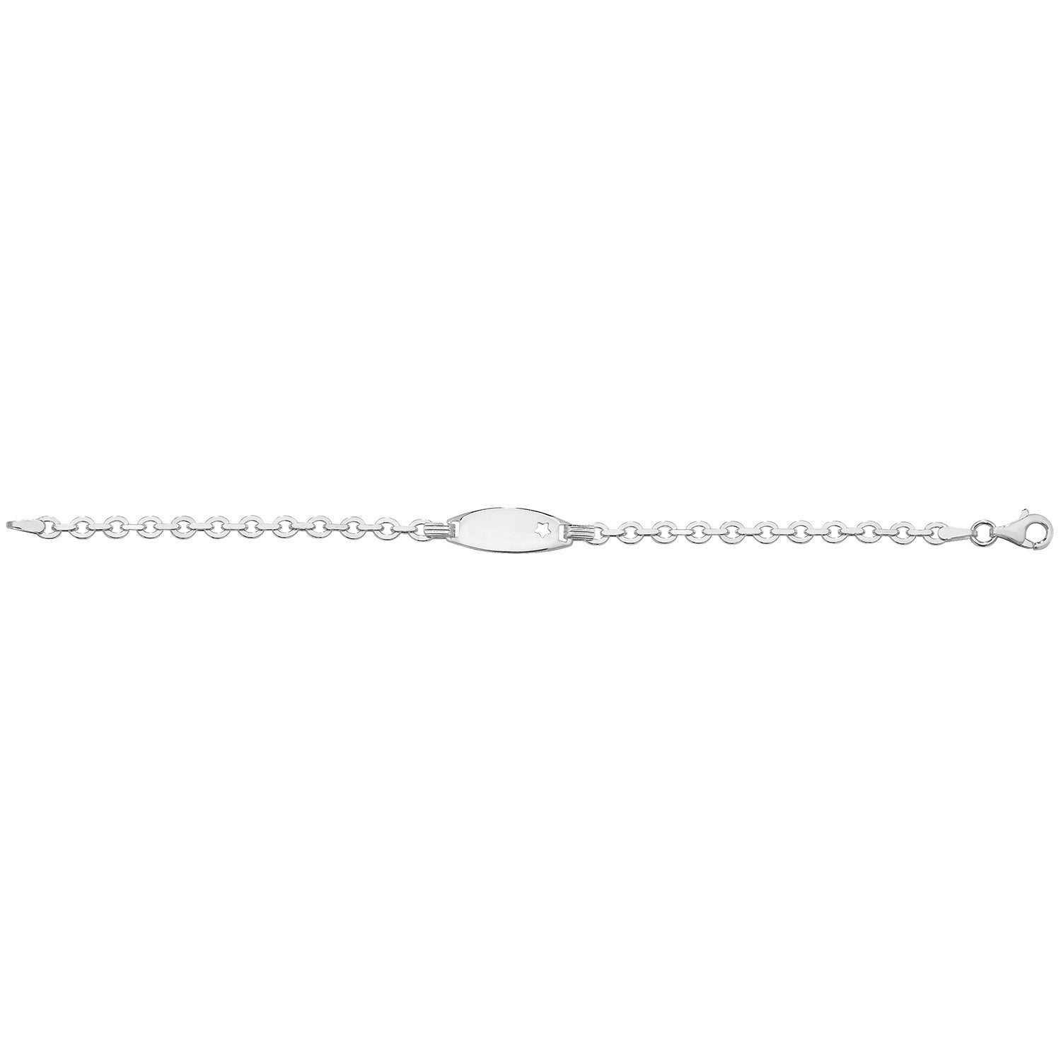 SILVER BABIES' TRACE CUT OUT STAR OVAL ID BRACELET