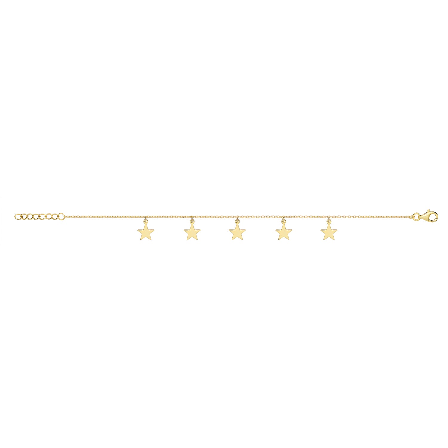 SILVER YELLOW GOLD PLATED STAR CHARMS BRACELET