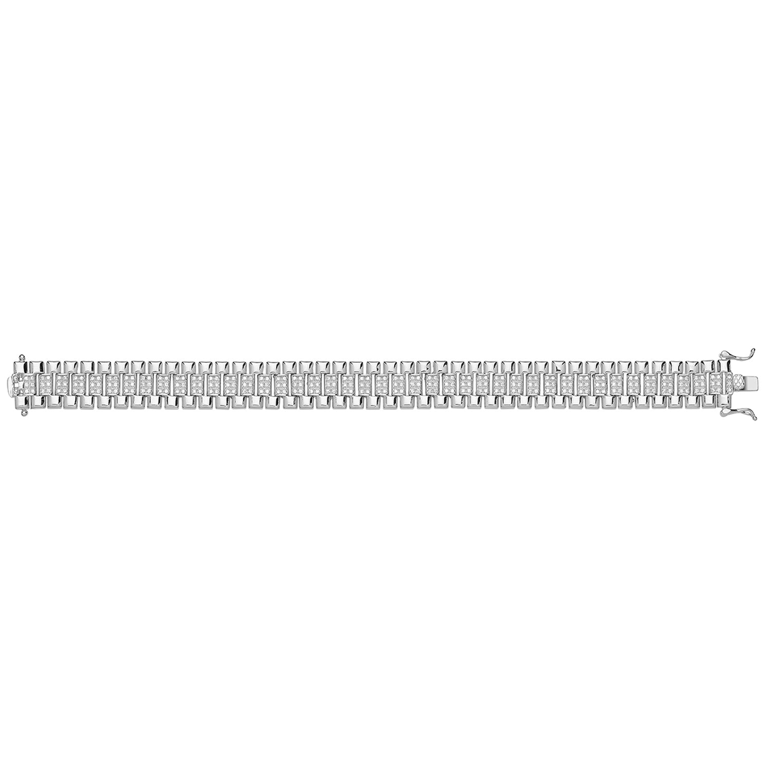 SILVER MAIDENS' CZ SET WATCH STRAP BRACELET