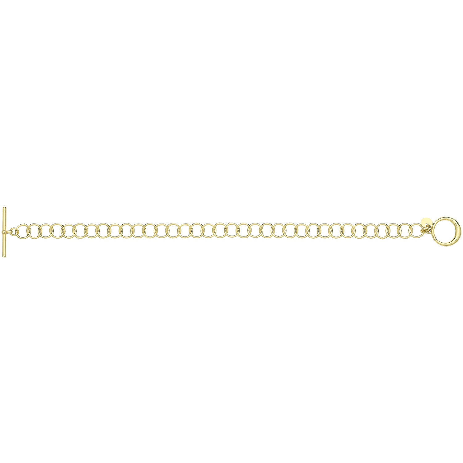 SILVER YELLOW GOLD PLATED T-BAR CIRCLE LINK BRACELET