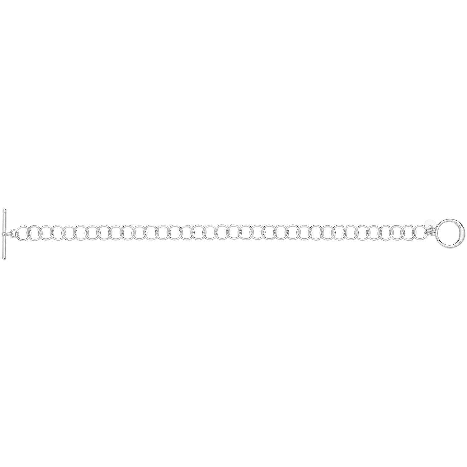 SILVER RHODIUM PLATED T-BAR CIRCLE LINK BRACELET