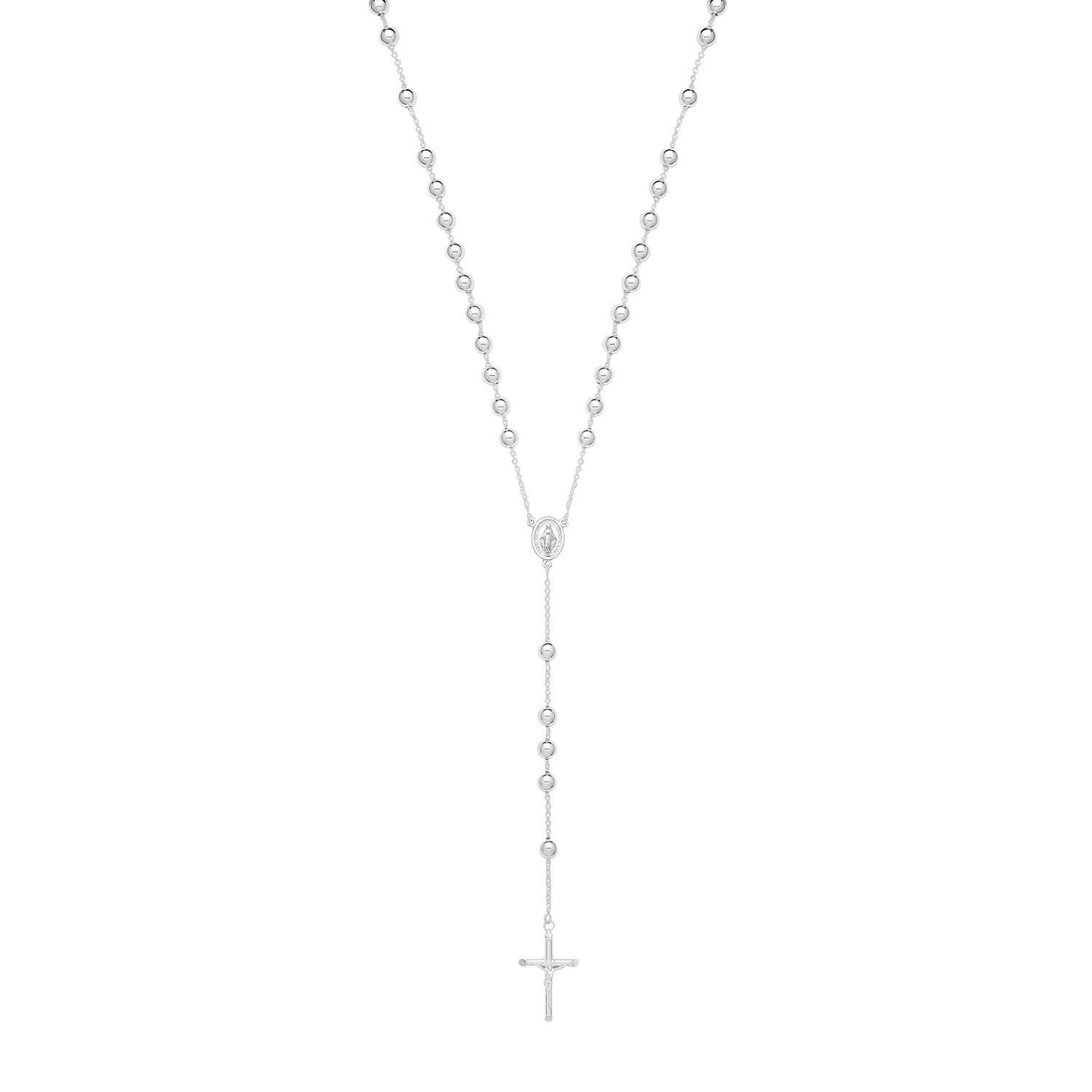 SILVER ROSARY NECKLET