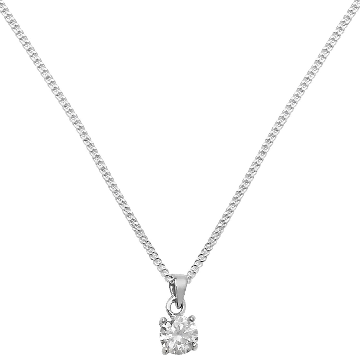 SILVER ROUND CLAW SET CZ NECKLET