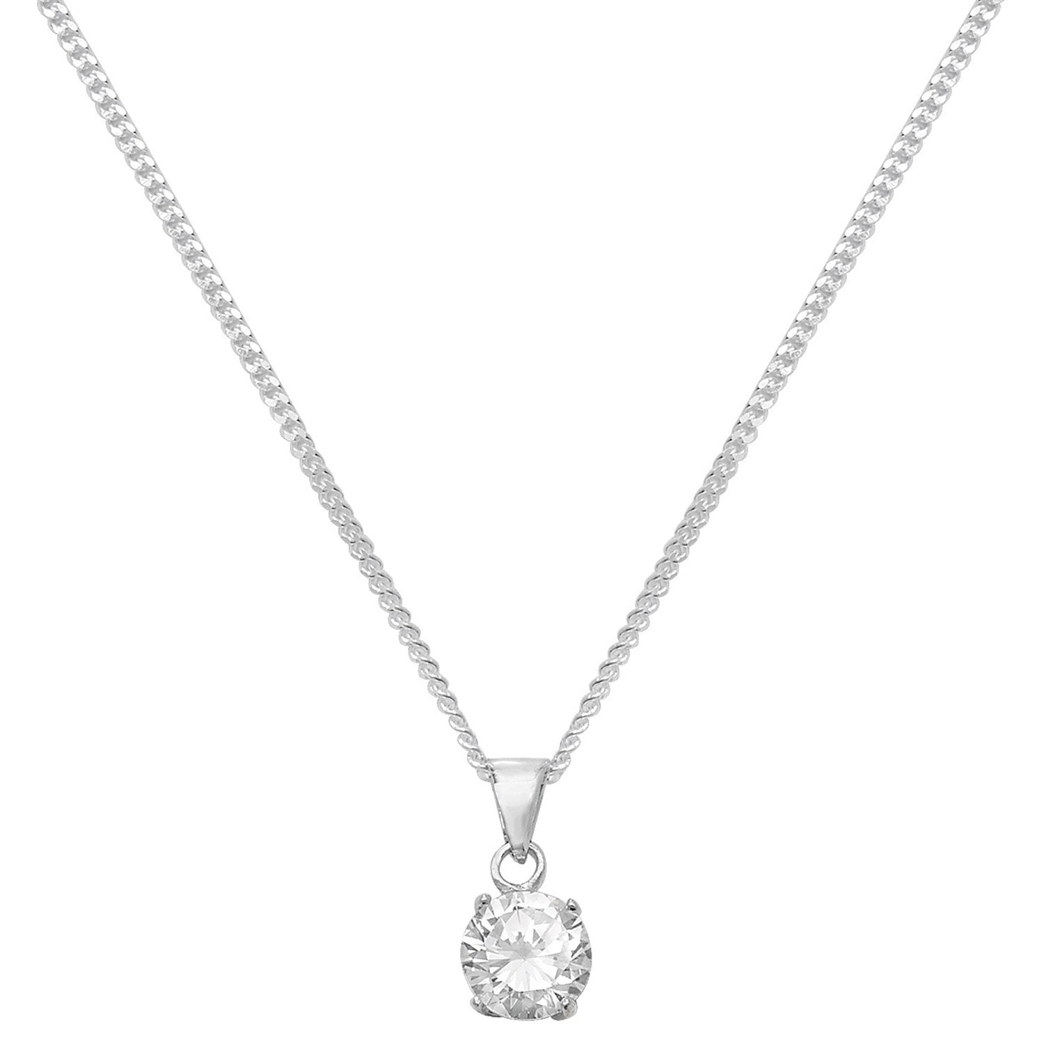 SILVER ROUND CLAW SET CZ NECKLET