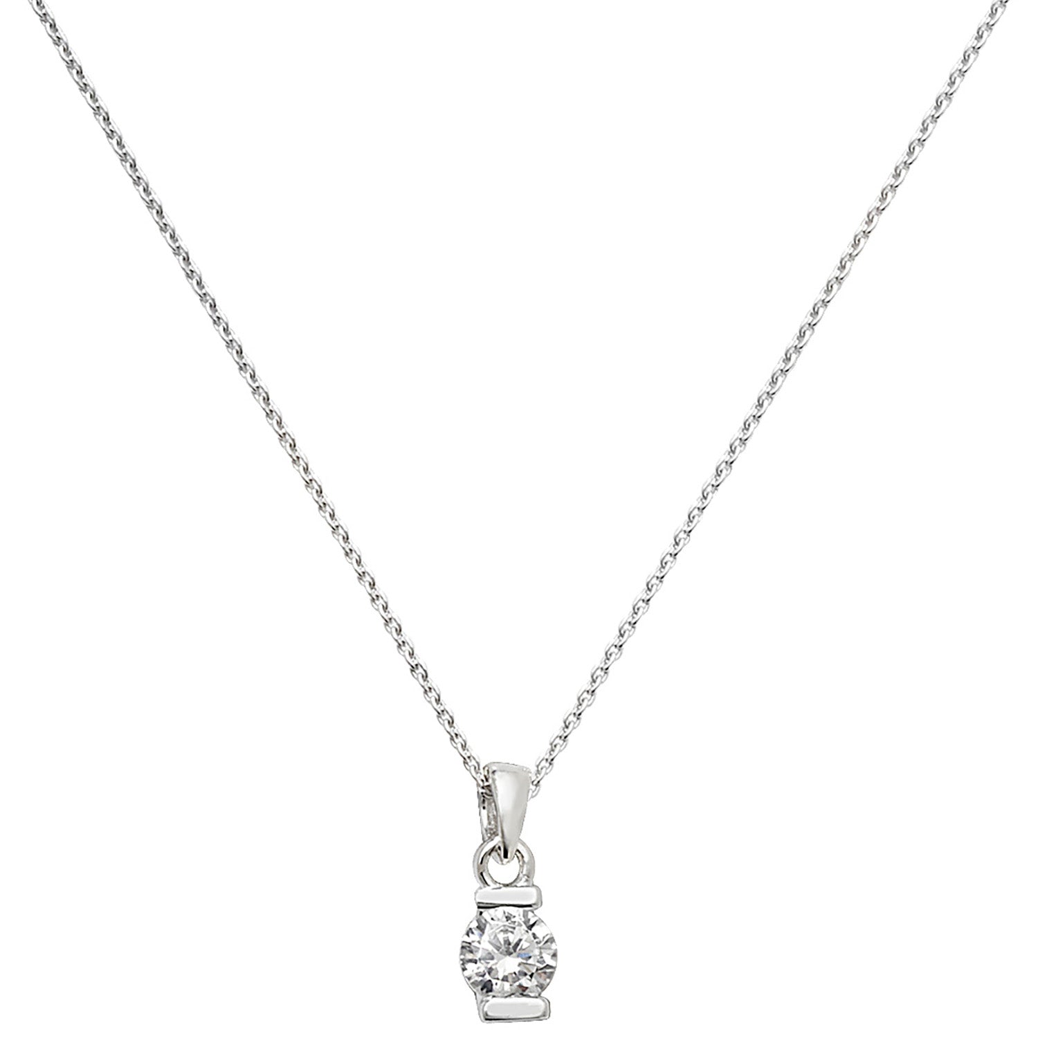 SILVER ROUND BAR SET CZ NECKLET