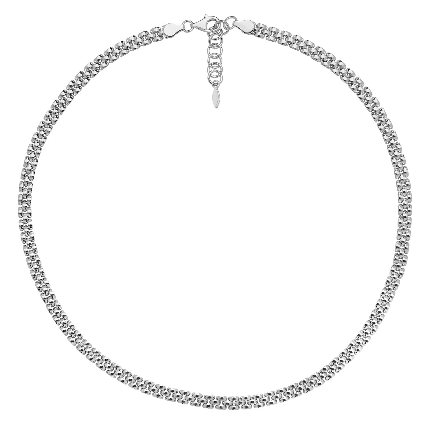 SILVER RHODIUM PLATED WATCH LINK NECKLET