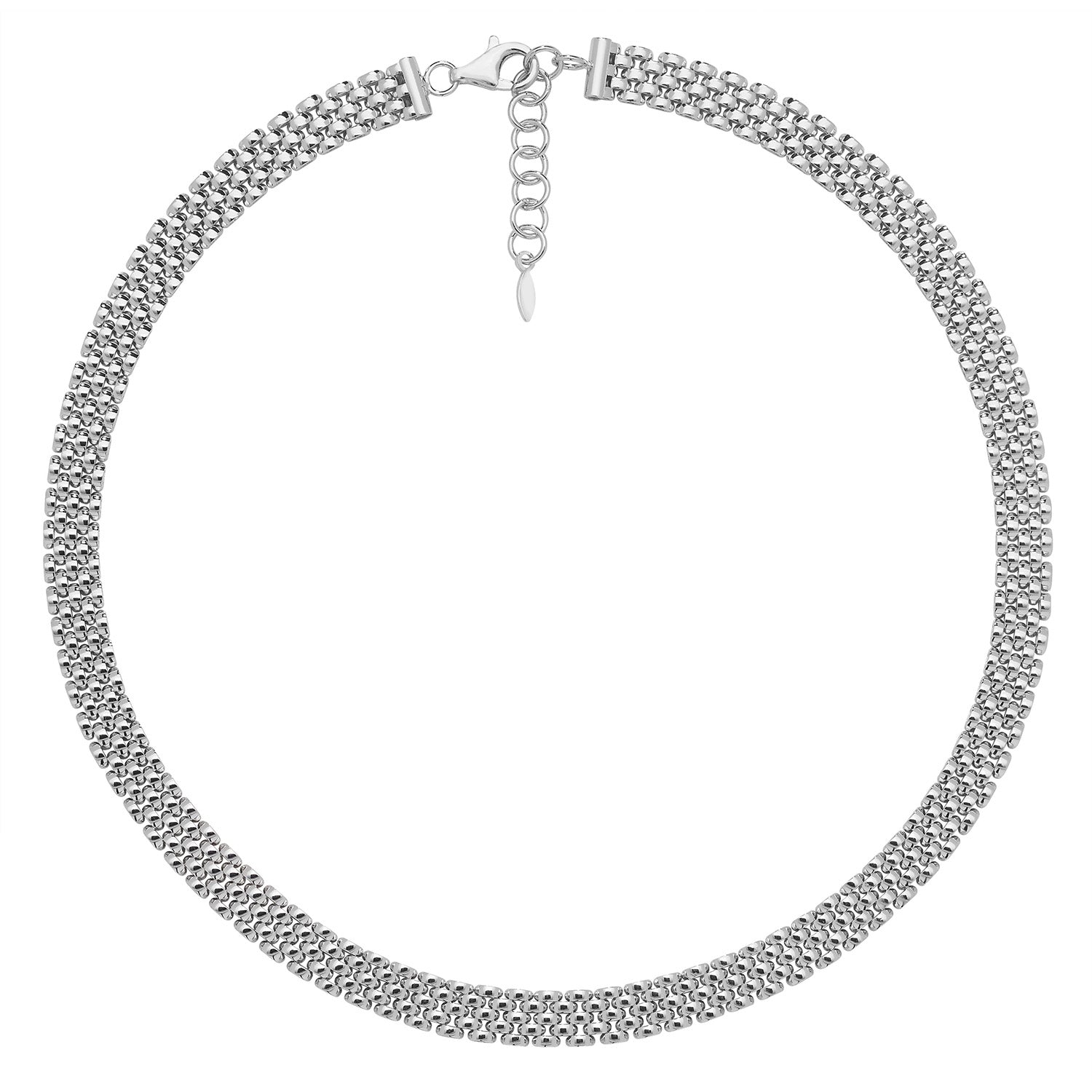 SILVER RHODIUM PLATED WATCH LINK NECKLET