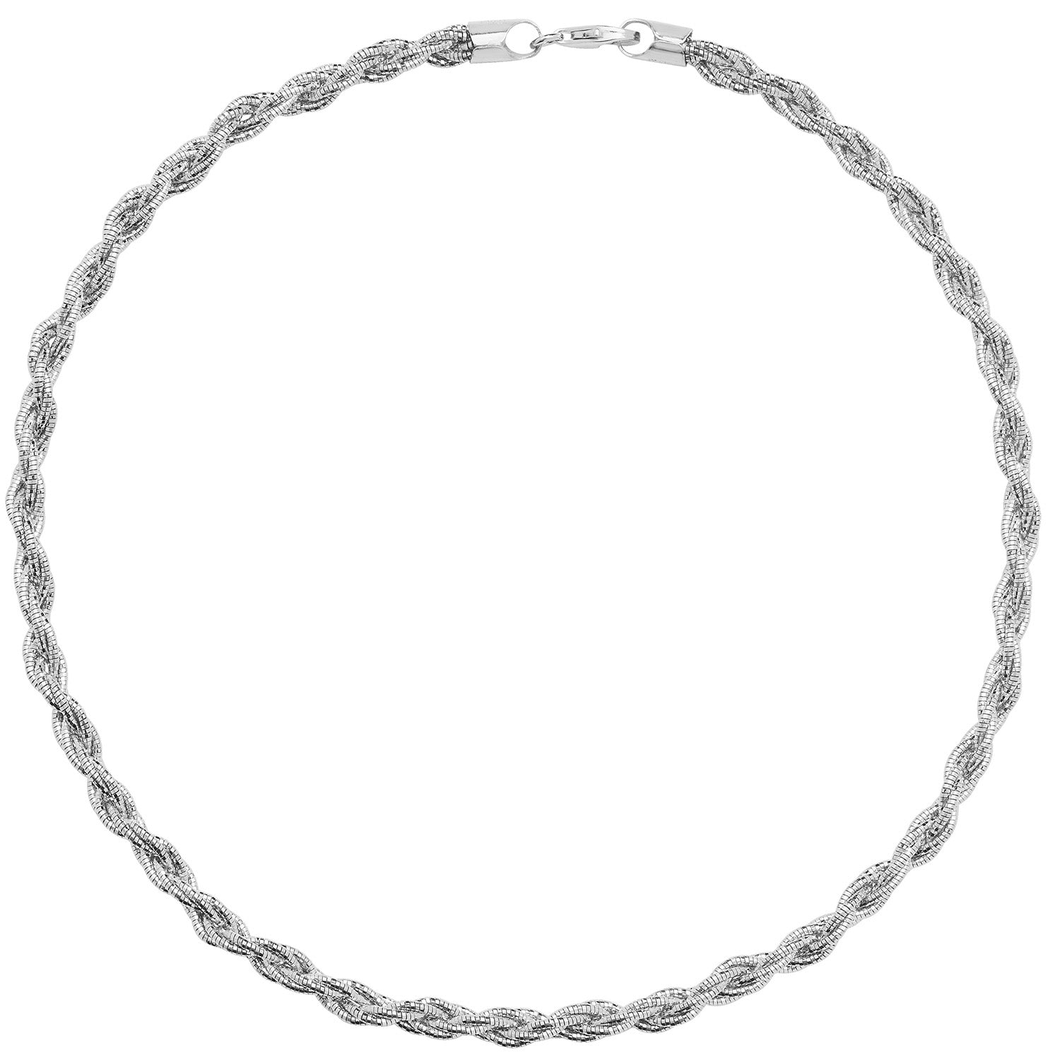 SILVER RHODIUM PLATED PLAITED NECKLET