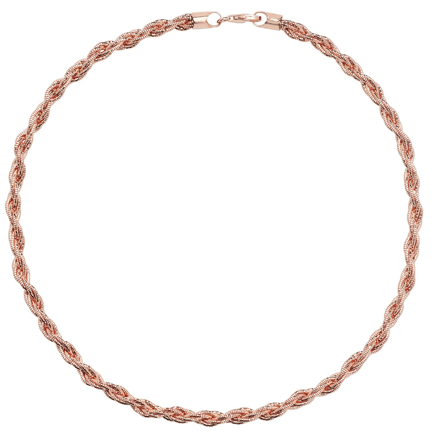 SILVER ROSE GOLD PLATED PLAITED NECKLET