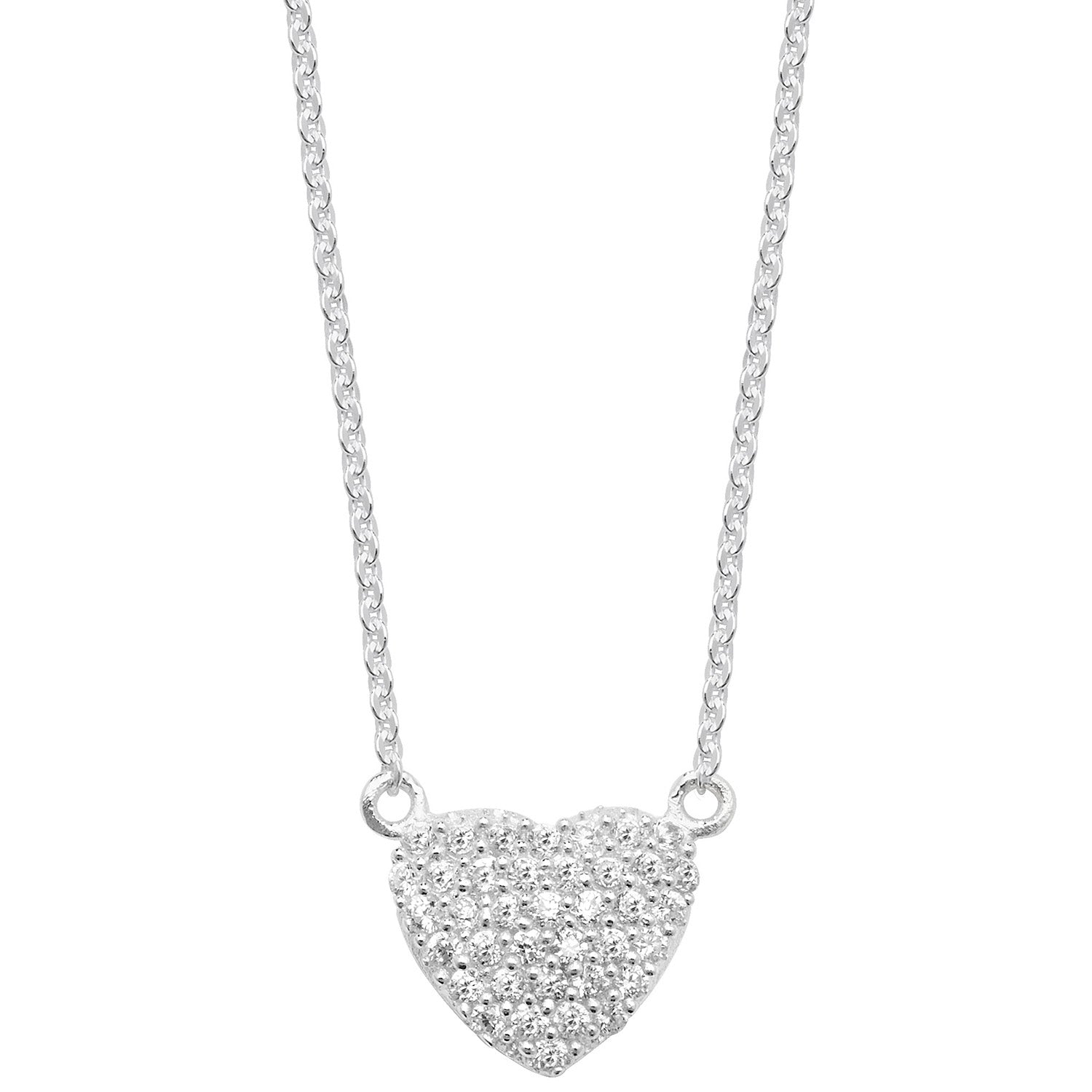 SILVER CZ HEART NECKLET