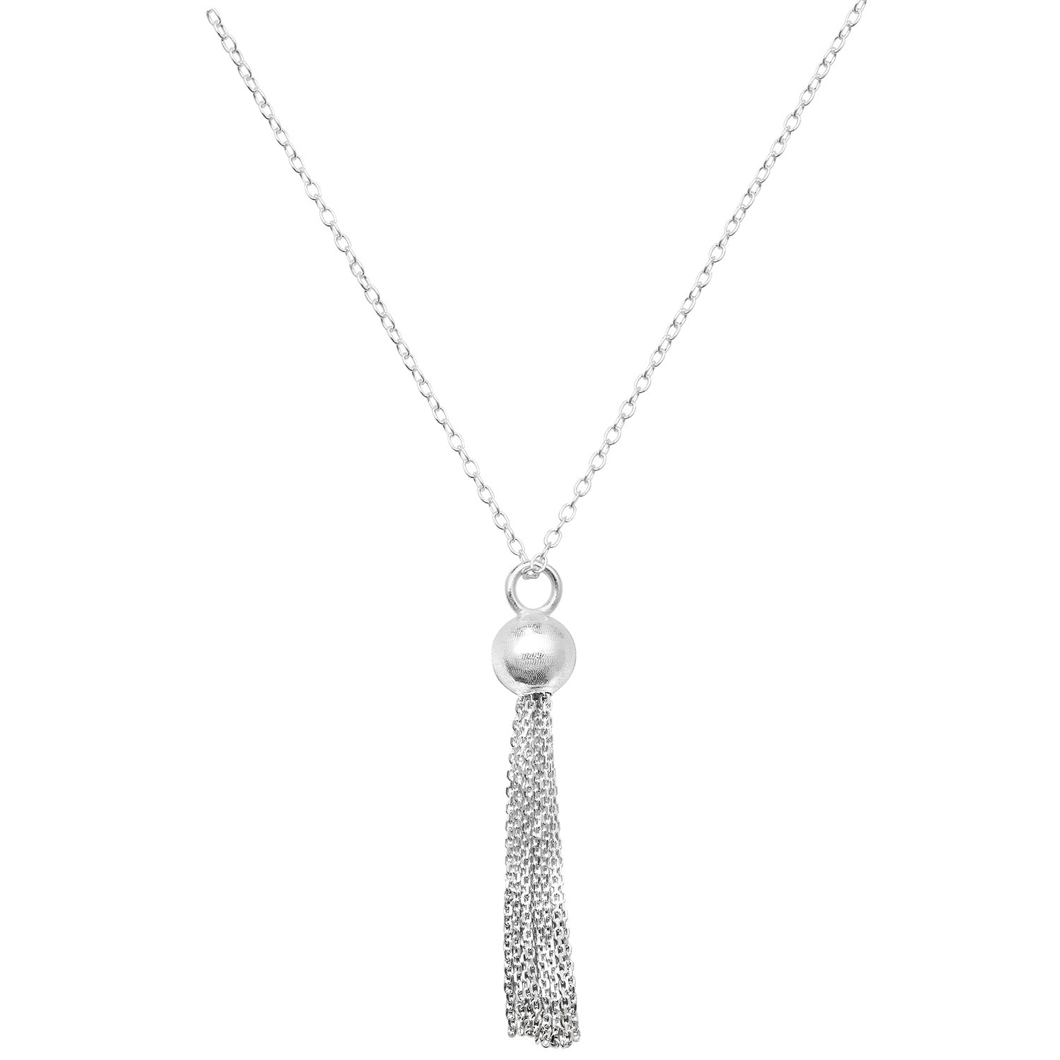 SILVER BEAD AND TASSEL NECKLET