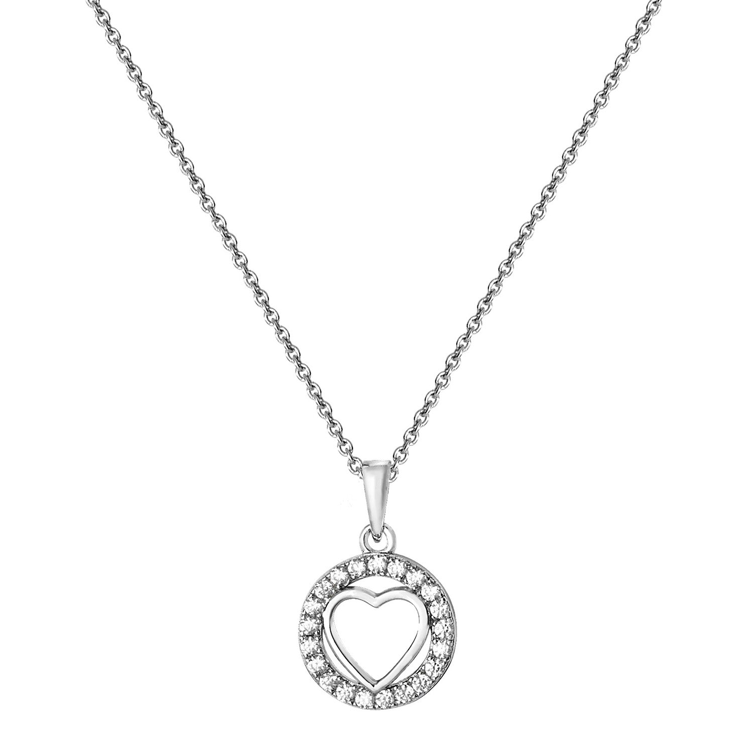 SILVER RHODIUM PLATED CZ PENDANT ON CHAIN